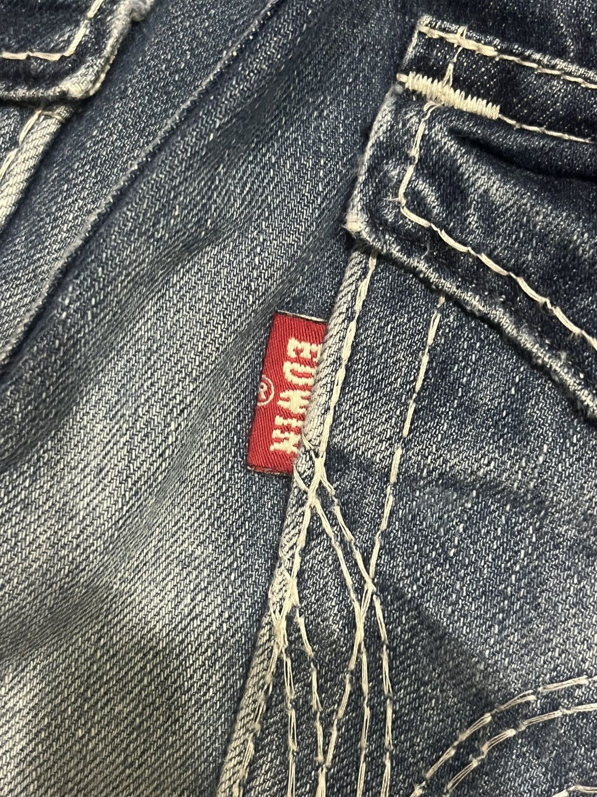 Tornado Mart ⚡️Flare⚡️Vintage Edwin Blue Trip Blowout Distressed Blue Jeans Size US 34 / EU 50 - 9 Thumbnail