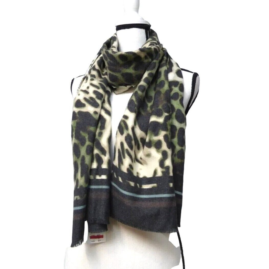 Other Inc International Concepts Striped Leopard-Print Wrap, Olive Size ONE SIZE - 2 Thumbnail