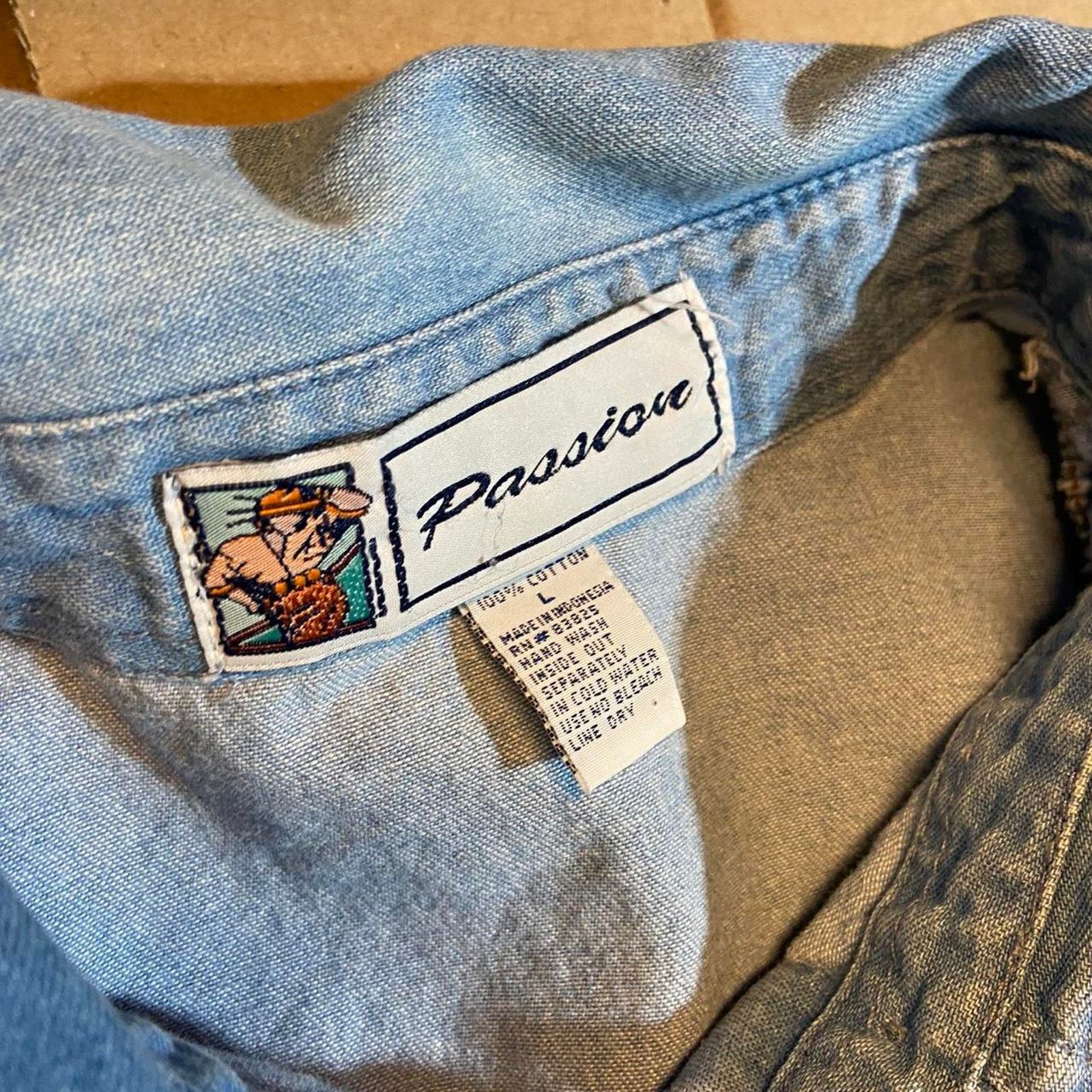 Jerzees Vintage 80s denim button up drag racer tee shirt Size US L / EU 52-54 / 3 - 3 Thumbnail