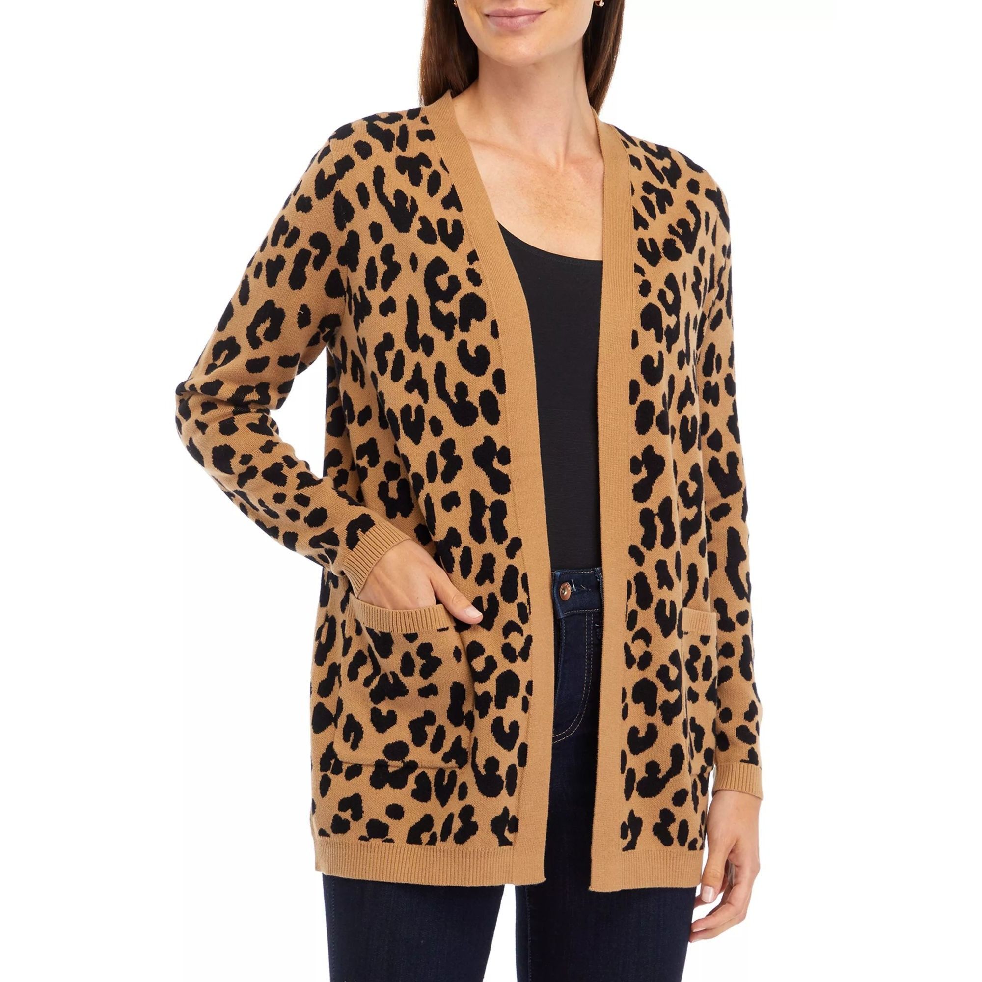 Other Kim Rogers PS Tan Animal Cable Cardigan Cotton Open Front Ja Size S / US 4 / IT 40 - 6 Thumbnail