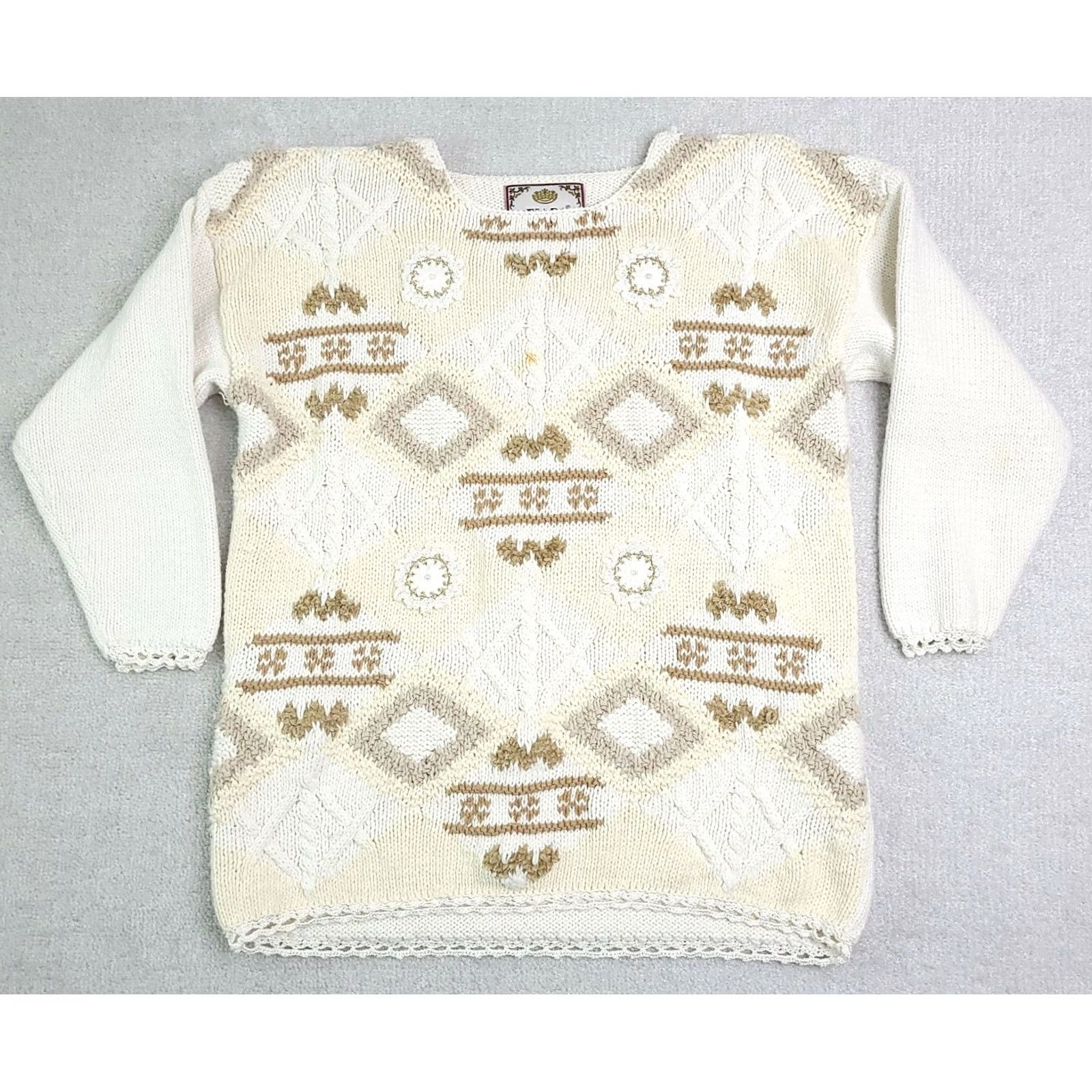 Vintage VINTAGE Tiara International Pullover Sweater Women's Large Geometric Pearl Photo Size L / US 10 / IT 46 - 2 Thumbnail