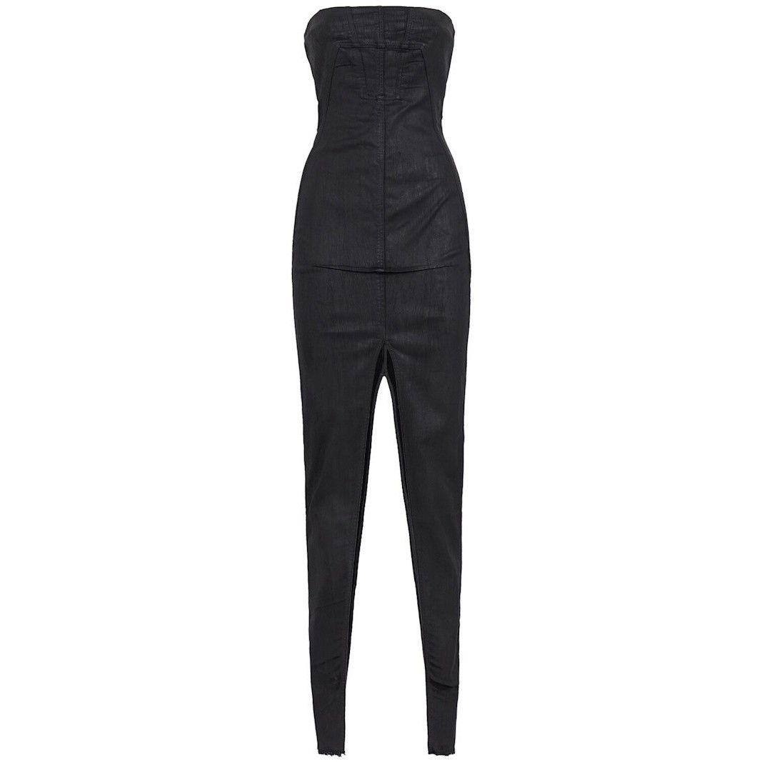 RICK OWENS DRKSHDW Strapless Black Cotton Long Dress New & A