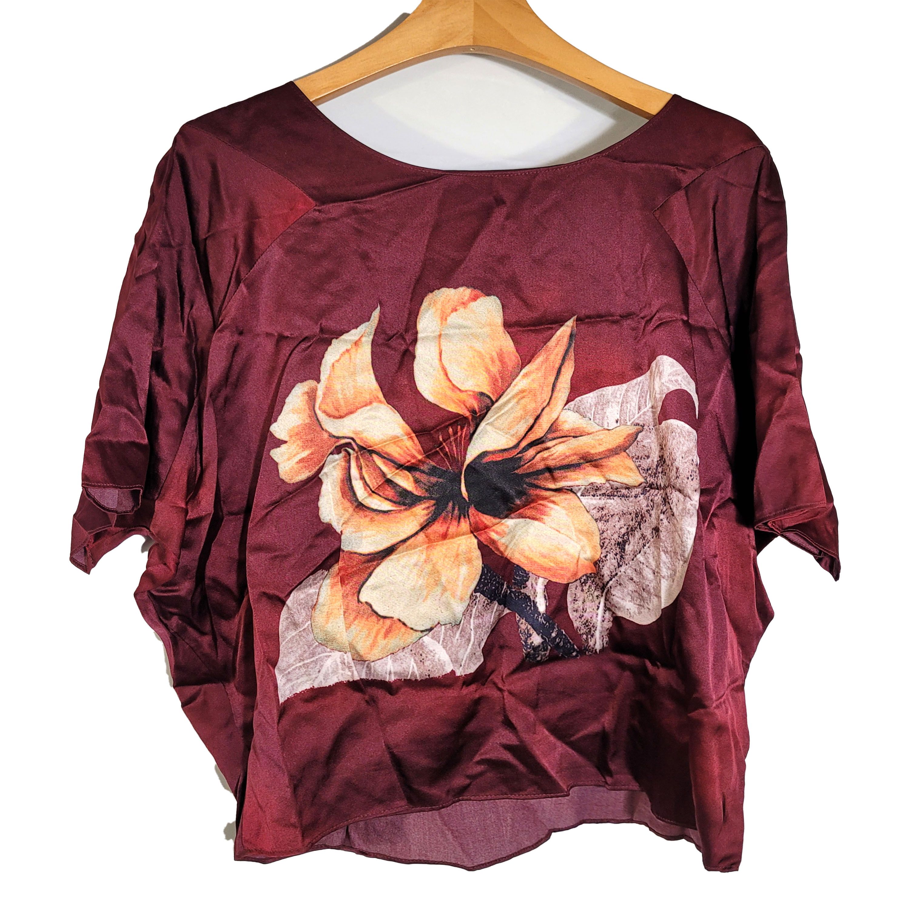 Other Women's Silk Size XXL Short Sleeve Top Satin Shirt SDK382 Size XXL / US 16-18 / IT 52-54 - 2 Thumbnail