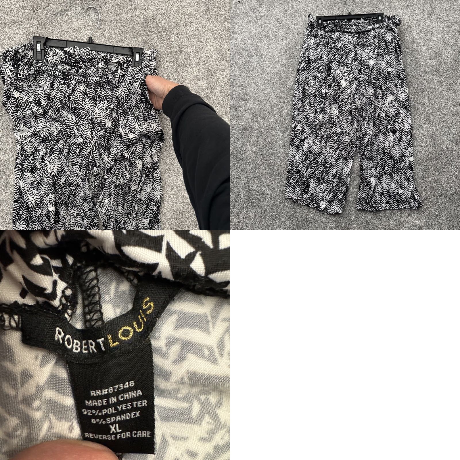Etro VINTAGE Retro Y2K Palazzo Pants Womens XL Wide Leg Lagenlook Crinkle Textured (Black, 92% Polyester 8% Spandex) Size 40" / US 18 - 8 Thumbnail