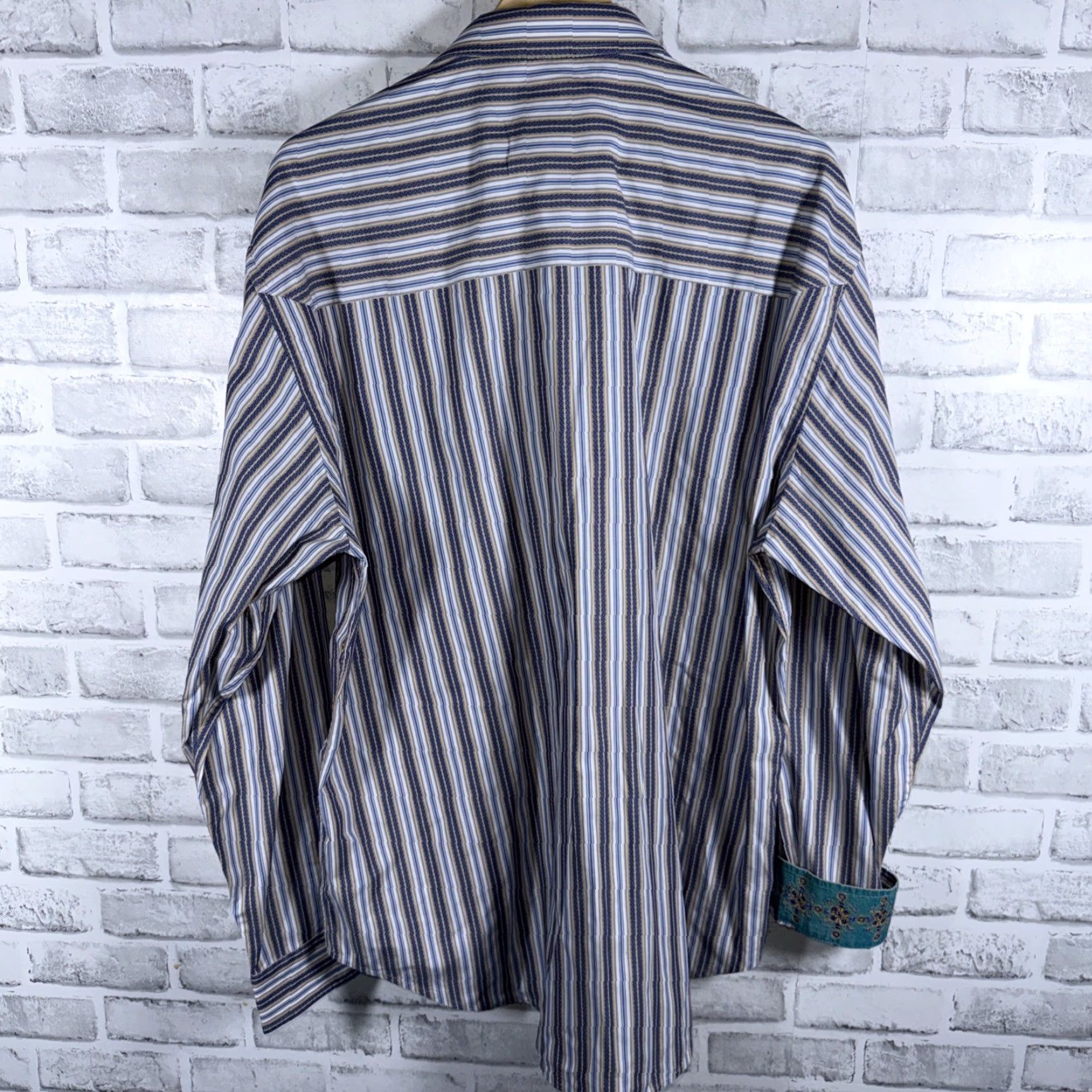 Robert Graham Robert Graham Shirt Mens Longsleeve Button Up Blue Striped 2XL Size US XXL / EU 58 / 5 - 4 Thumbnail