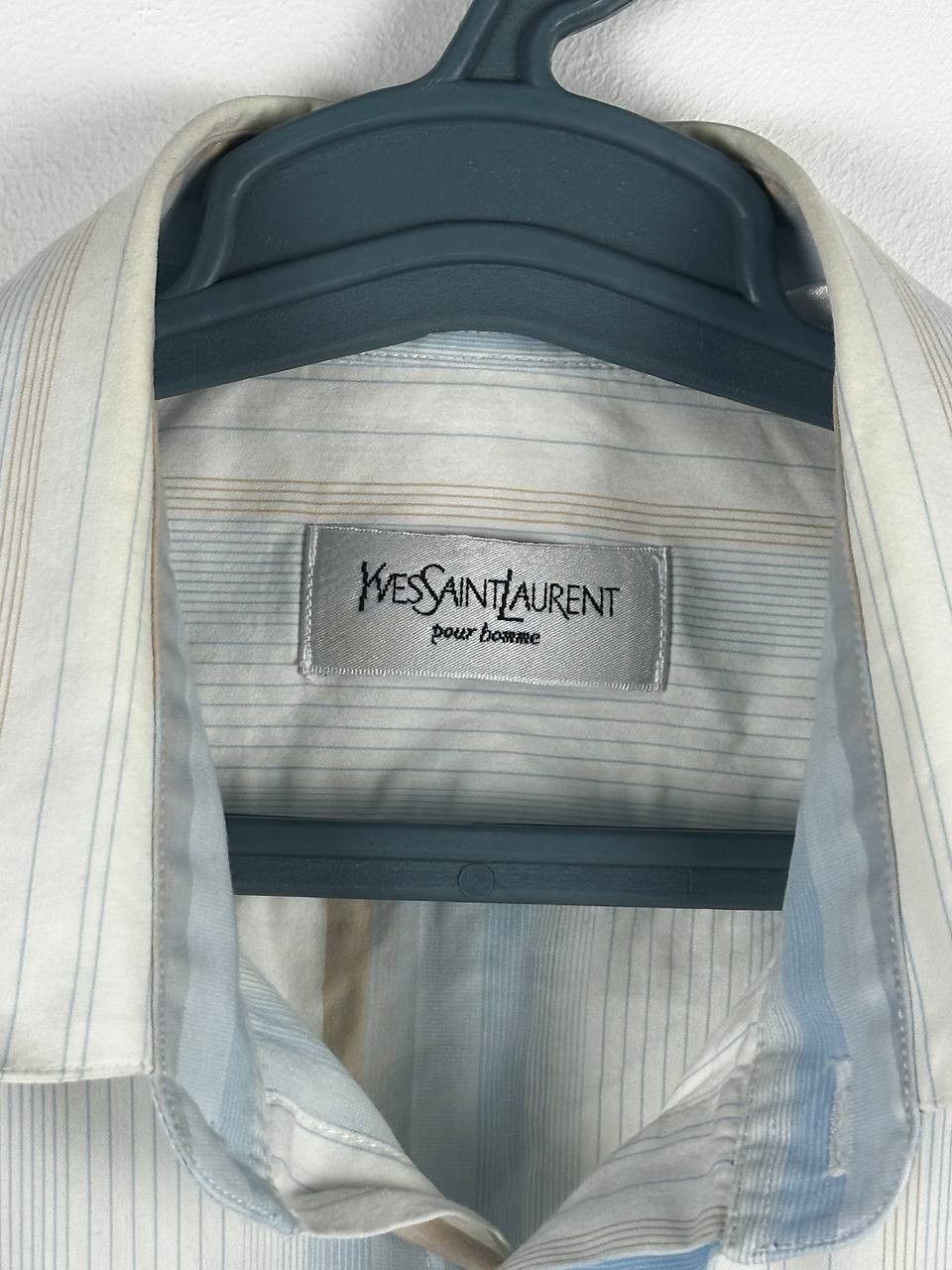 Vintage × Yves Saint Laurent Cotton YSL Shirt Blue Striped Longsleeve Button Up Size US L / EU 52-54 / 3 - 6 Thumbnail