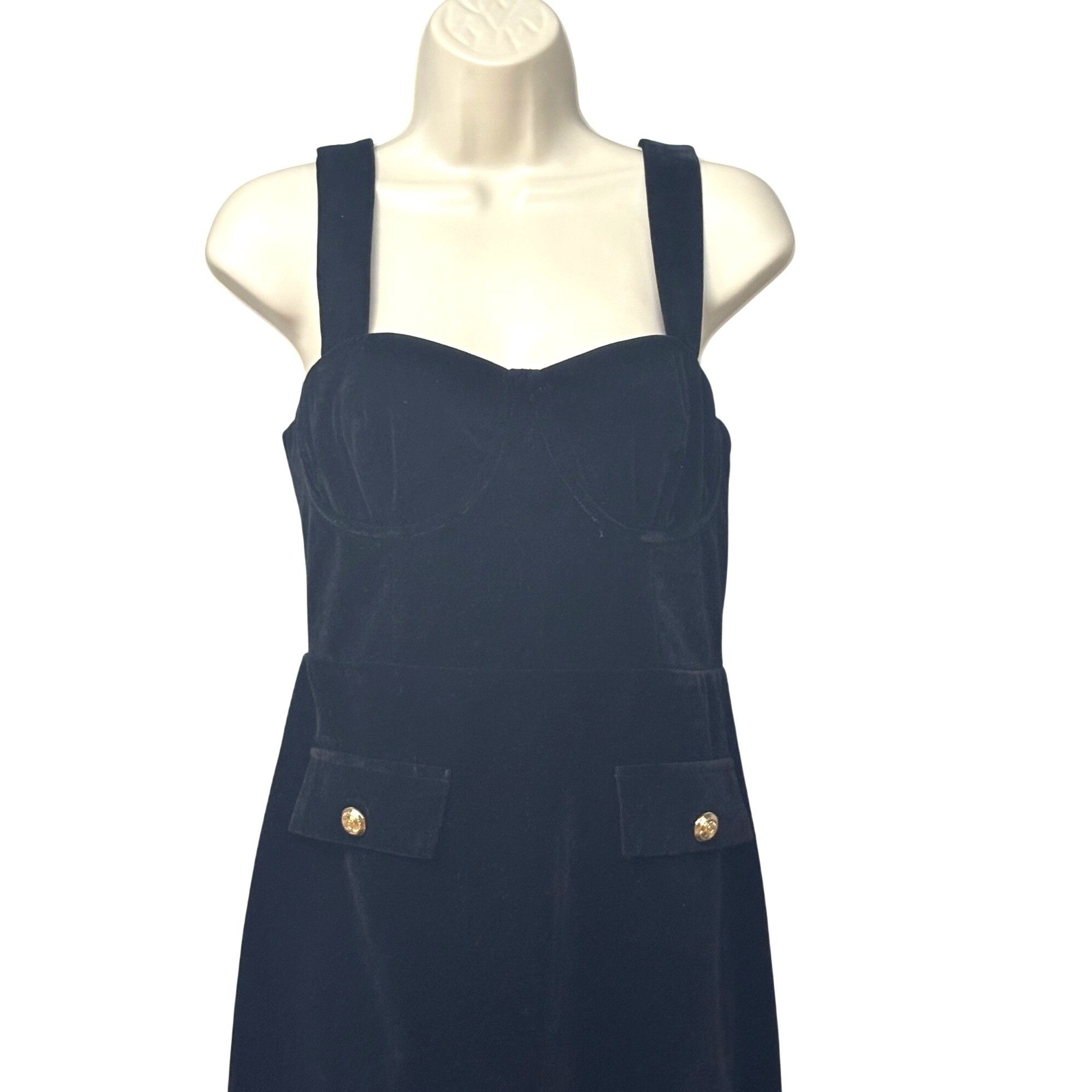 Other Endless Rose Open Back Velvet Midi Bustier Dress, Black, Sz. Size S / US 4 / IT 40 - 3 Thumbnail