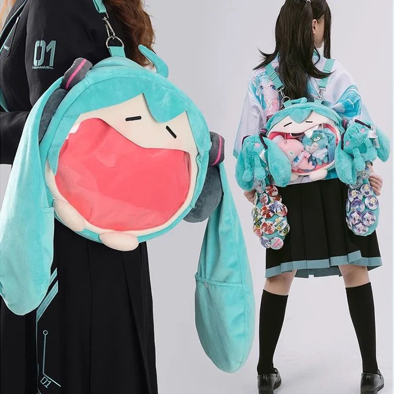 Vintage Kawaii Anime Hatsune Miku Cosplay Plush Backpack Size ONE SIZE - 6 Thumbnail