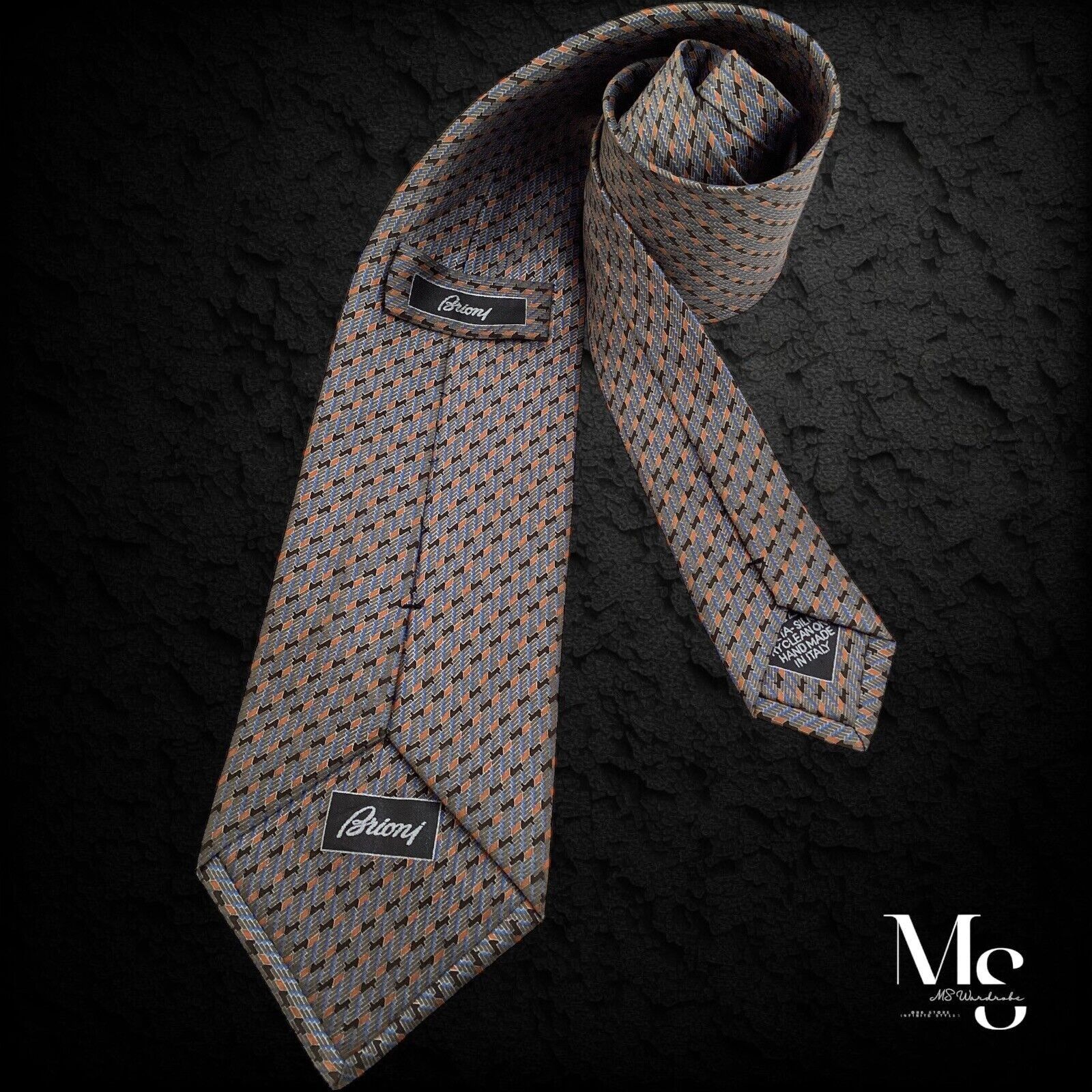 Brioni BRIONI XL Green Geometric Silk Tie Hand Made In Italy W: 3.5 Size ONE SIZE - 1 Thumbnail