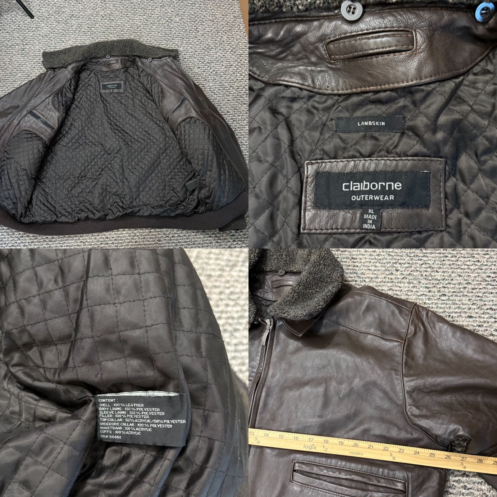 Liz Claiborne VINTAGE Claiborne Bomber Jacket Mens XL Brown Lambskin Leather Quilted Lined Zip Classic Size US XL / EU 56 / 4 - 8 Thumbnail