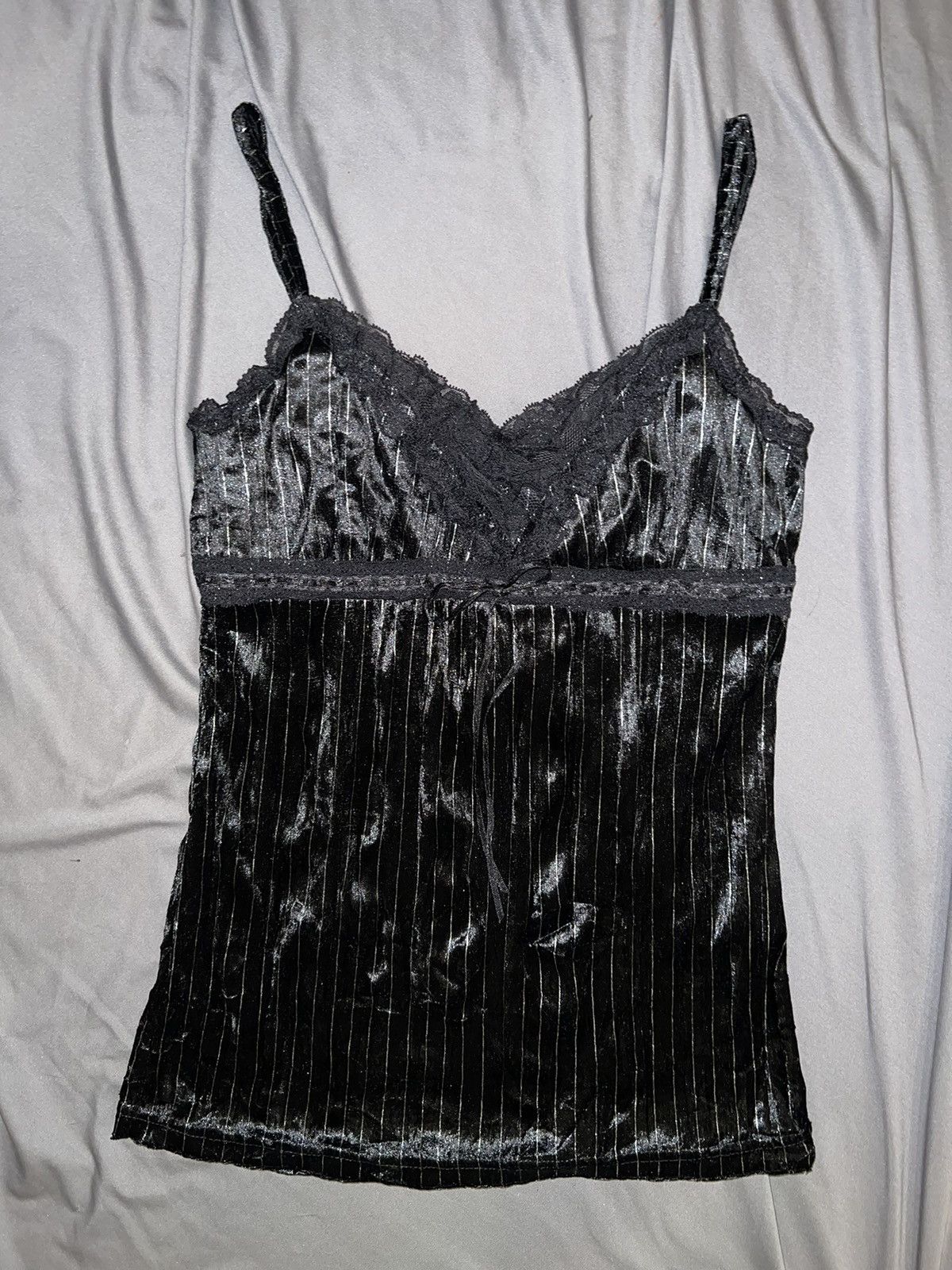 Japanese Brand Black velvet lace camisole 🌺🖤 Size L / US 10 / IT 46 - 3 Thumbnail