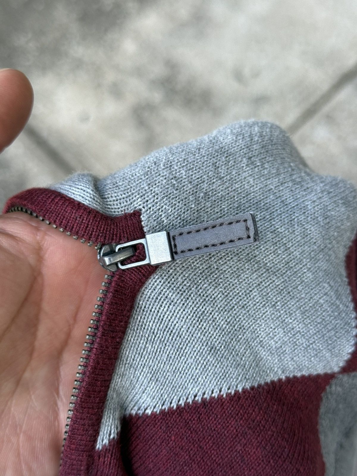 Tasso Elba Maroon Symmetrical Argyle Cotton Quarter Zip Sweater Size US XL / EU 56 / 4 - 4 Thumbnail