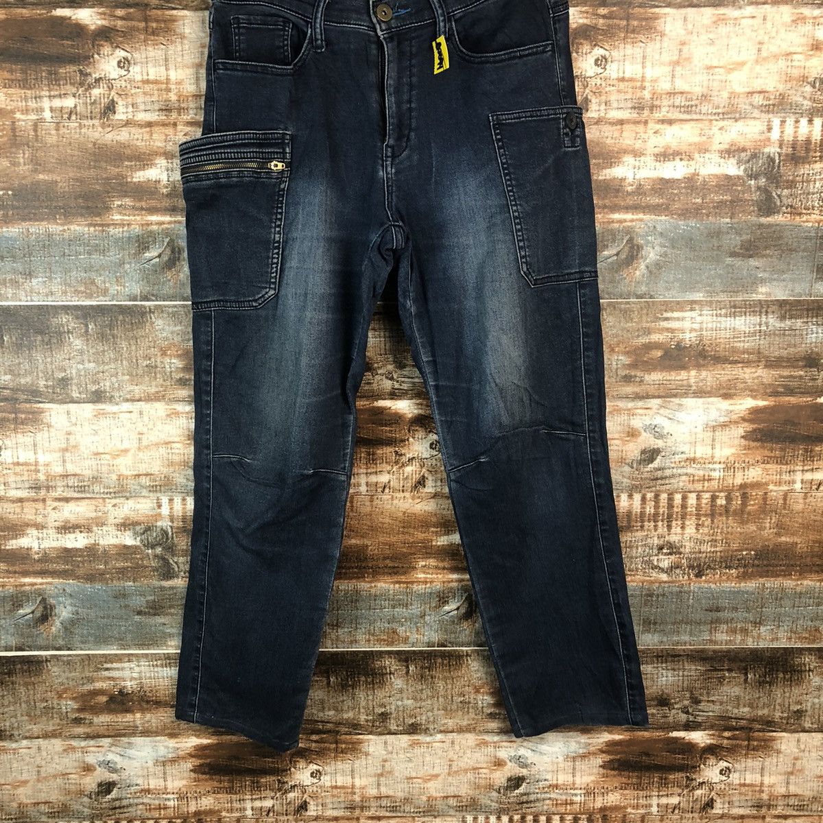 Japanese Brand Fieldcore Japanese utility tactical Blue Denim Pants #A2094 Size US 32 / EU 48 - 3 Thumbnail