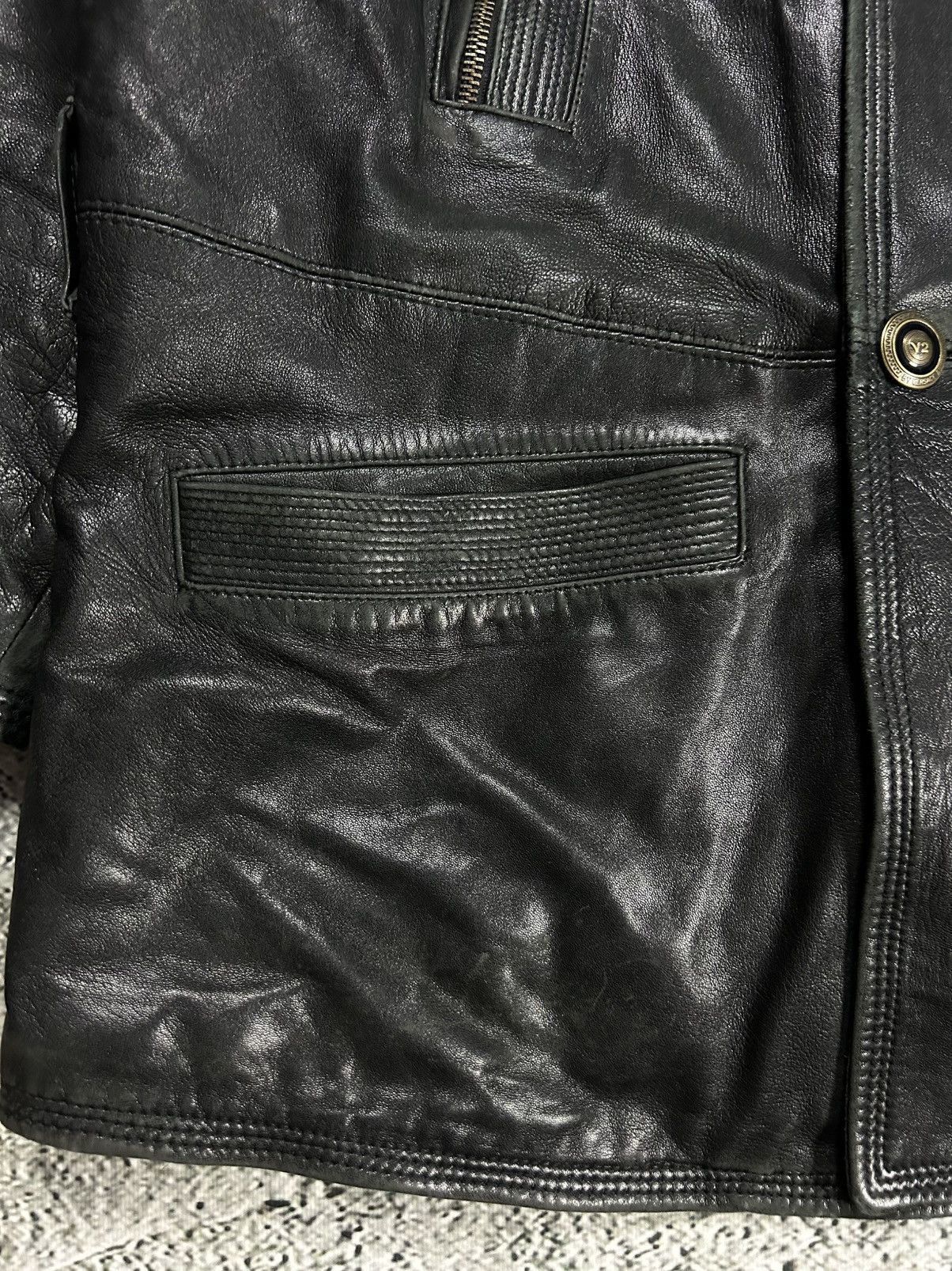 Versace Versace V2 leather coat jacket sherpa black 90s Size US XL / EU 56 / 4 - 10 Thumbnail