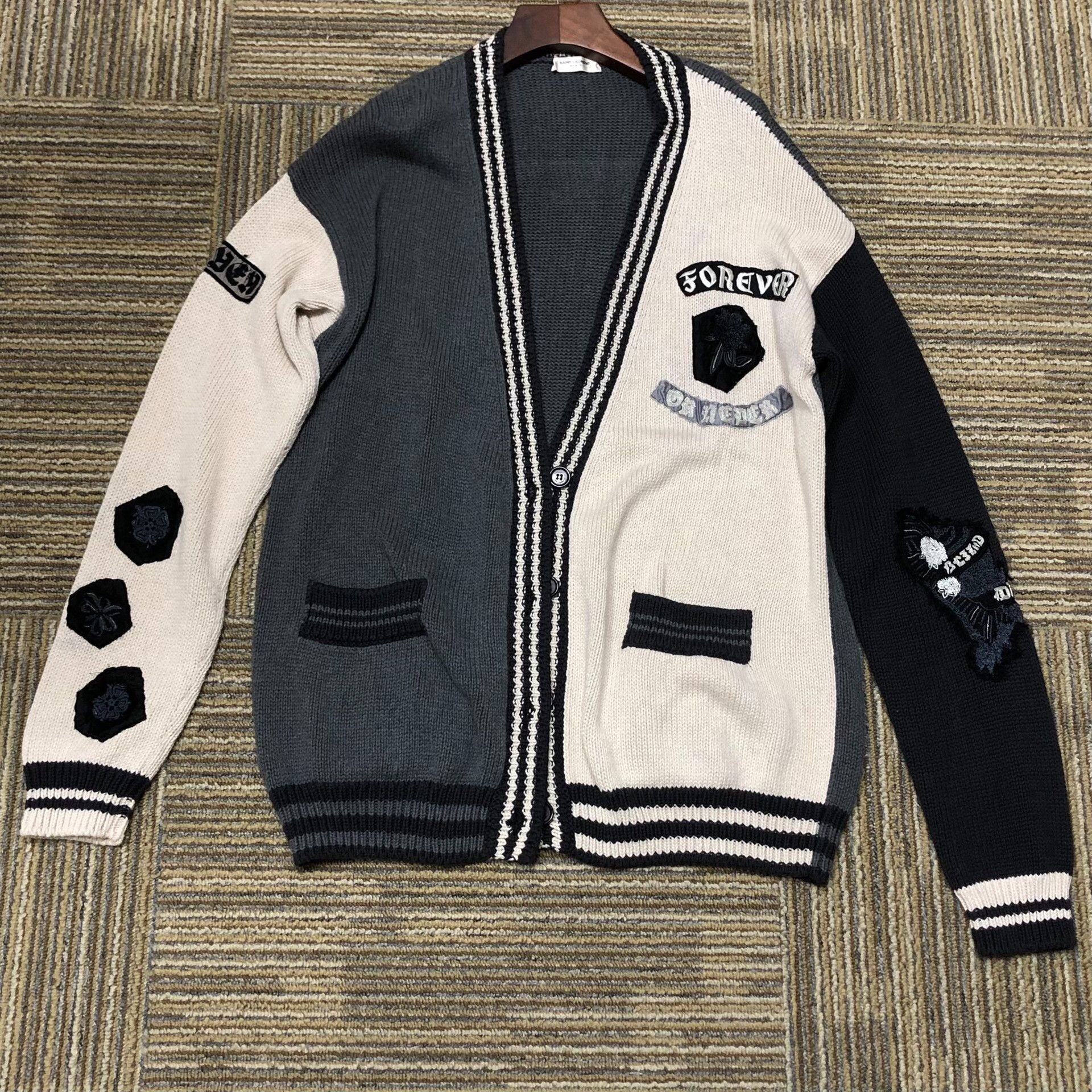 Saint Laurent Paris Saint Laurent SLP Embroidered Patch Cardigan Size US XL / EU 56 / 4 - 1 Thumbnail