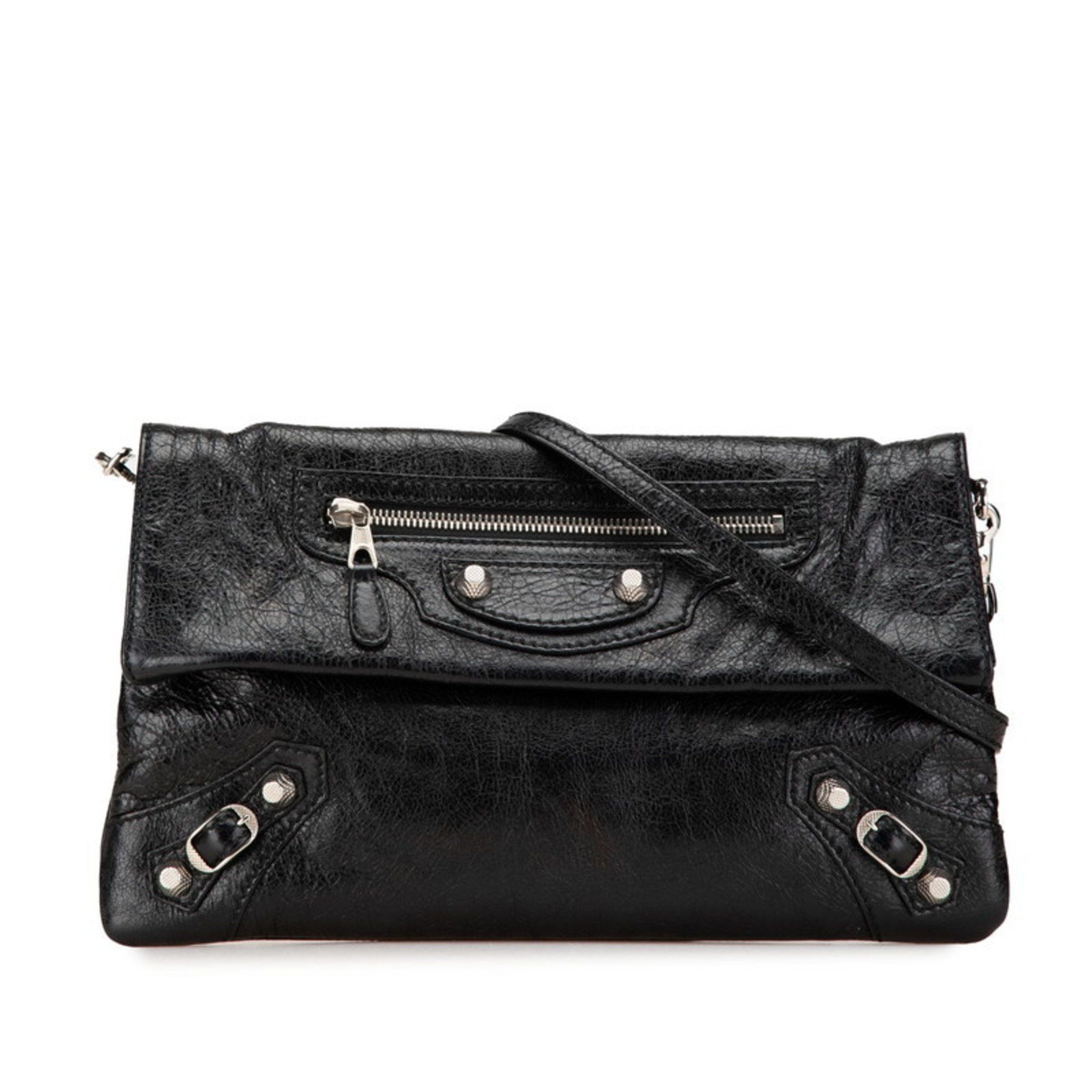 Balenciaga The Giant Envelope Clutch Bag Shoulder 327079 Black Leather Women's Balenciaga