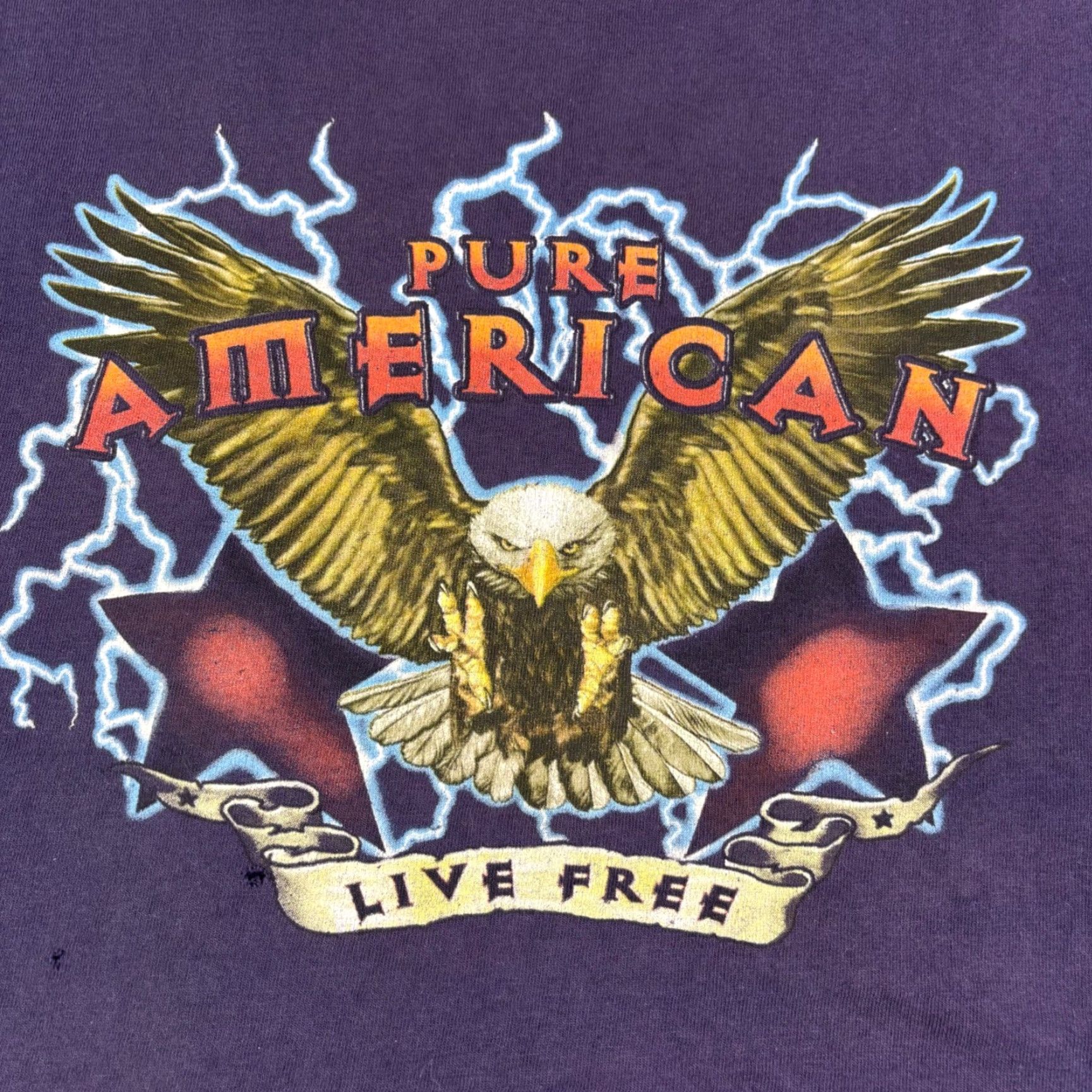 Vintage VINTAGE Pure American Eagle Live Free Graphic T Shirt Mens Large Purple Y2K Size US L / EU 52-54 / 3 - 7 Thumbnail