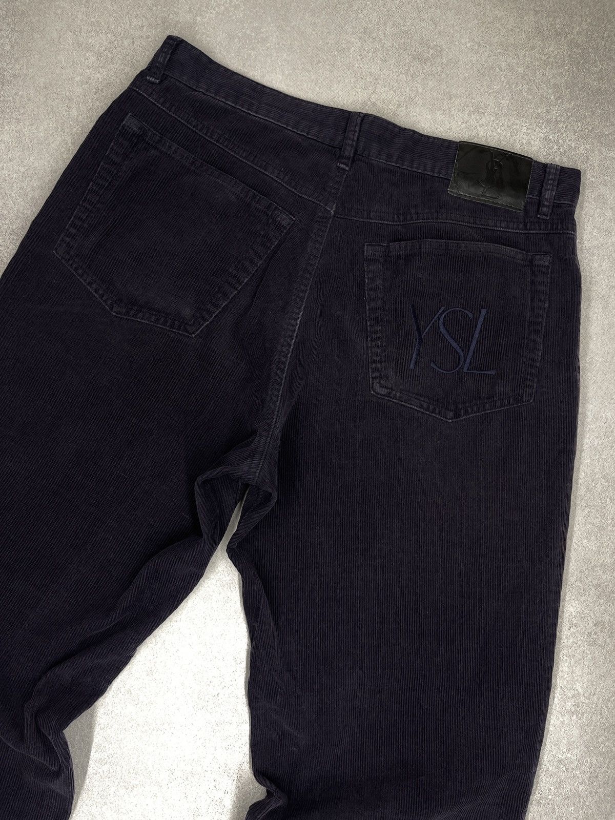 Yves Saint Laurent Vintage Yves Saint Laurent Corduroy Pants Purple Big Logo Size US 32 / EU 48 - 3 Thumbnail