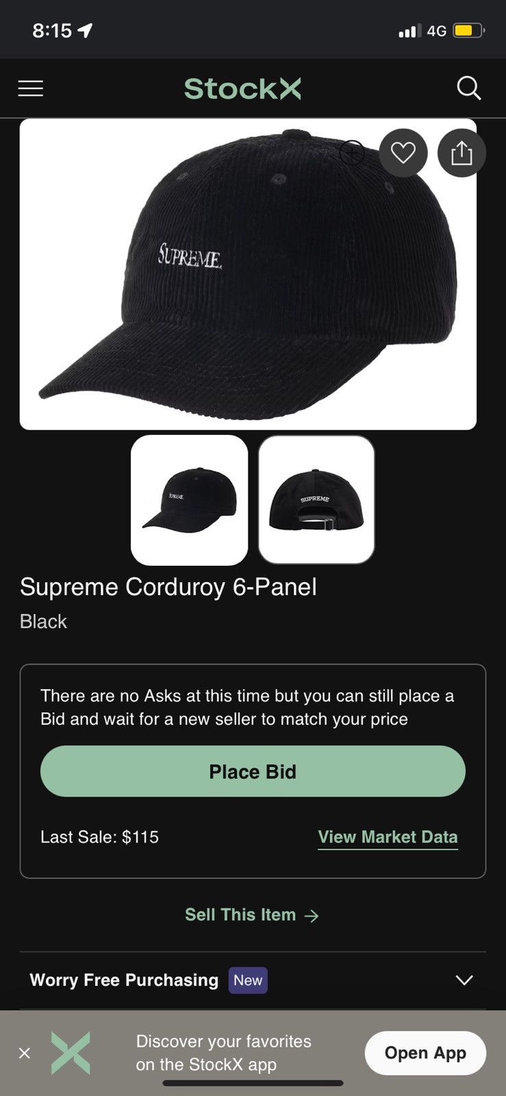 Supreme Supreme Corduroy 6 Panel Cap Size ONE SIZE - 7 Thumbnail