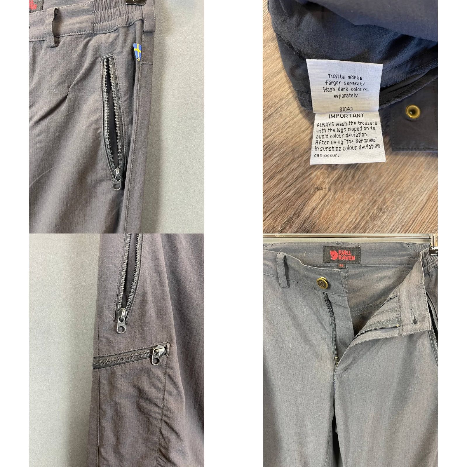 Vintage Fjällräven Men Track Pants Size 36 Gray Nylon Belt Loop Outdoor Trouser Pants Regular Gray 90s Modern Men Adjustable Waist Pocket Mens Size US 36 / EU 52 - 8 Thumbnail