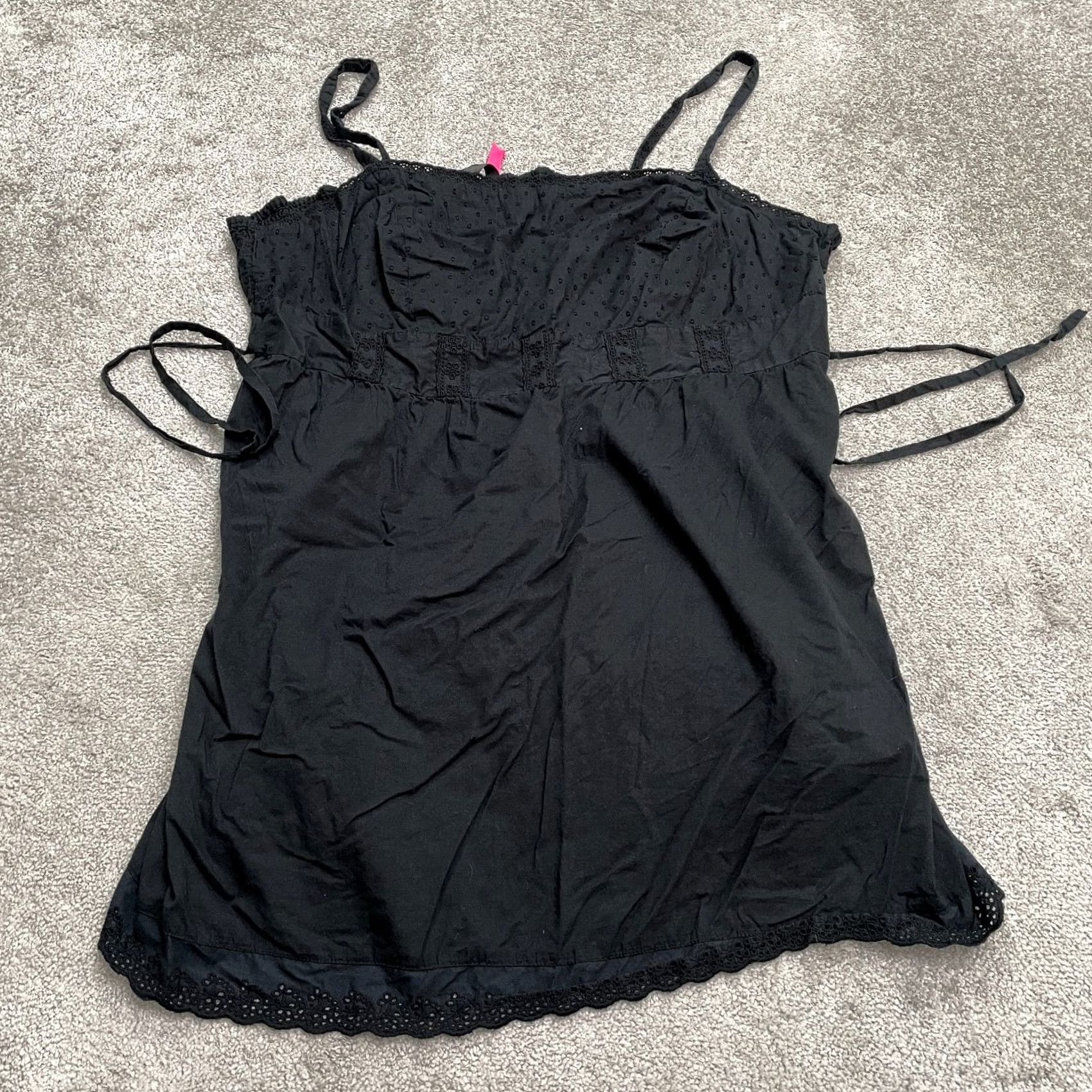 Vintage Pure Energy Tank Dress Womens 4 Black Spaghetti Strap Belted Casual Knit 100% Cotton Sleeveless Solid Short no vintage Size S / US 4 / IT 40 - 2 Thumbnail