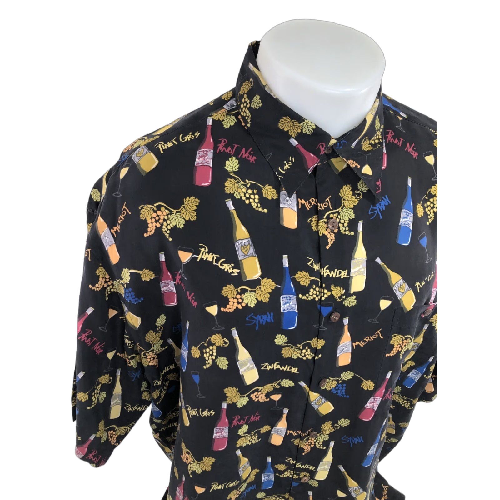 Vintage BULLLOCK & JONES - NAPA VALLEY WINE TOUR ALL OVER Merlot Pinot Zinfandel XL Shirt Men Short Sleeve Button-Up Black XL Size US XL / EU 56 / 4 - 1 Thumbnail