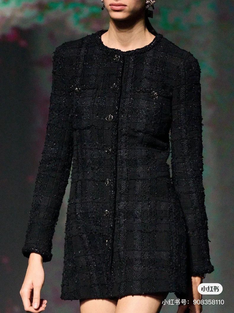 Chanel Chanel 23S black glitter skirt tweed waist skirt dress Size S / US 4 / IT 40 - 2 Thumbnail