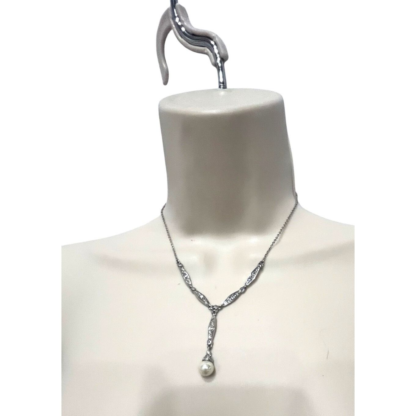 Other Vintage Style Silver-tone Necklace With Faux-Pearl Drop Pen Size ONE SIZE - 1 Thumbnail