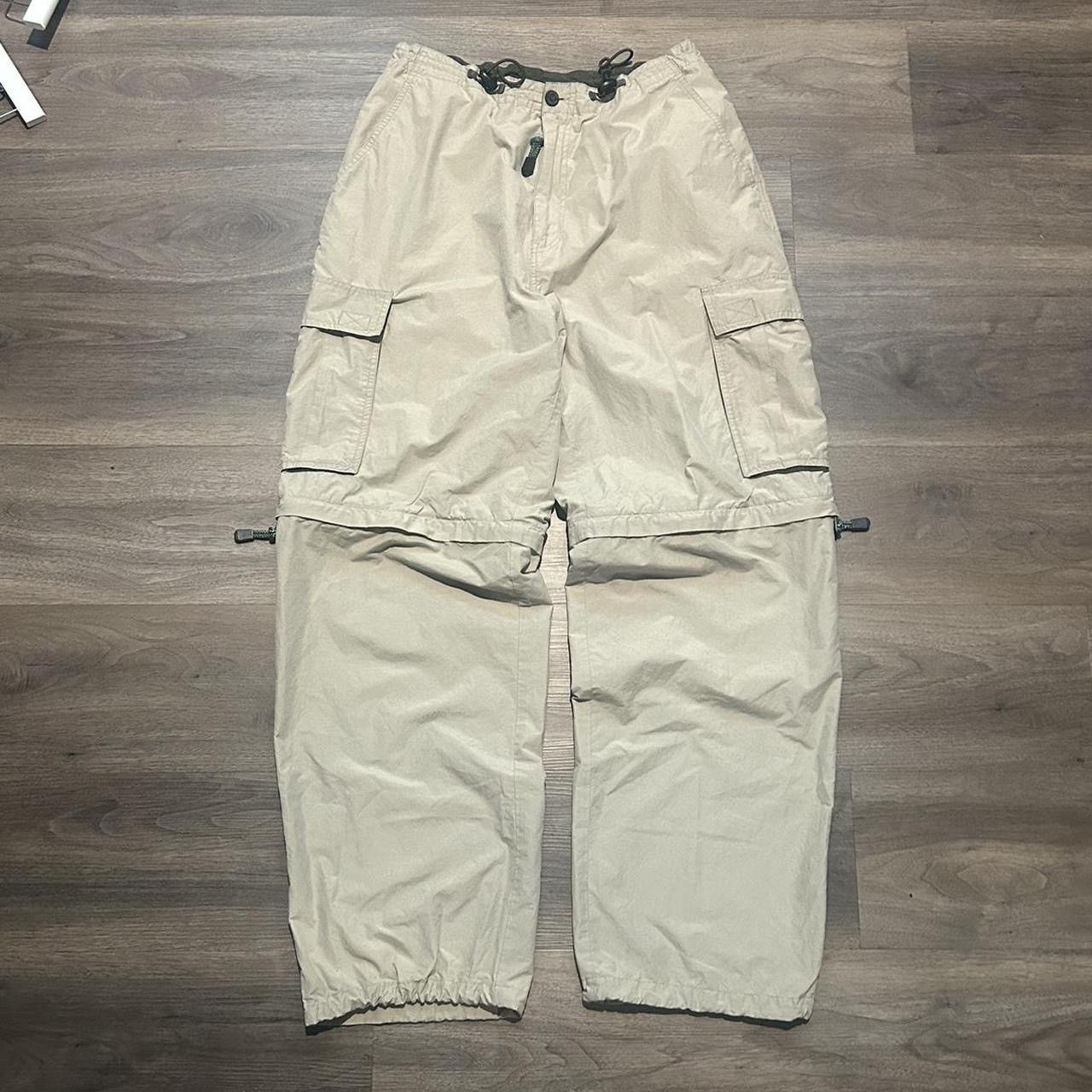 Image of Vintage Y2K Paracord Baggy Loose Fit Windbreaker Cargos in Khaki, Men's (Size 34)