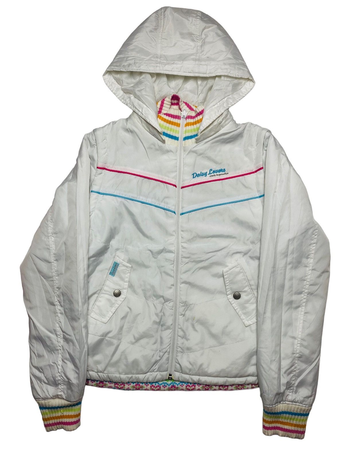 Japanese Brand 2000s Daisy Lovers Reversible Knitted Heart Vest Jacket Size US M / EU 48-50 / 2 - 3 Thumbnail