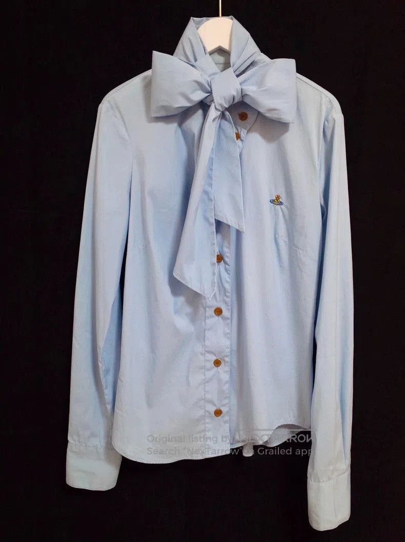 Vivienne Westwood Vivienne Westwood Blue Bow Collar Shirt - dmc. Size US M / EU 48-50 / 2 - 1 Thumbnail