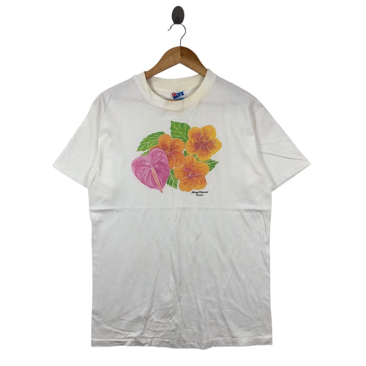 Vintage Vintage 90s STACEY HIMMEL Honolulu Flower Art Tee Shirt Size US M / EU 48-50 / 2 - 1 Thumbnail