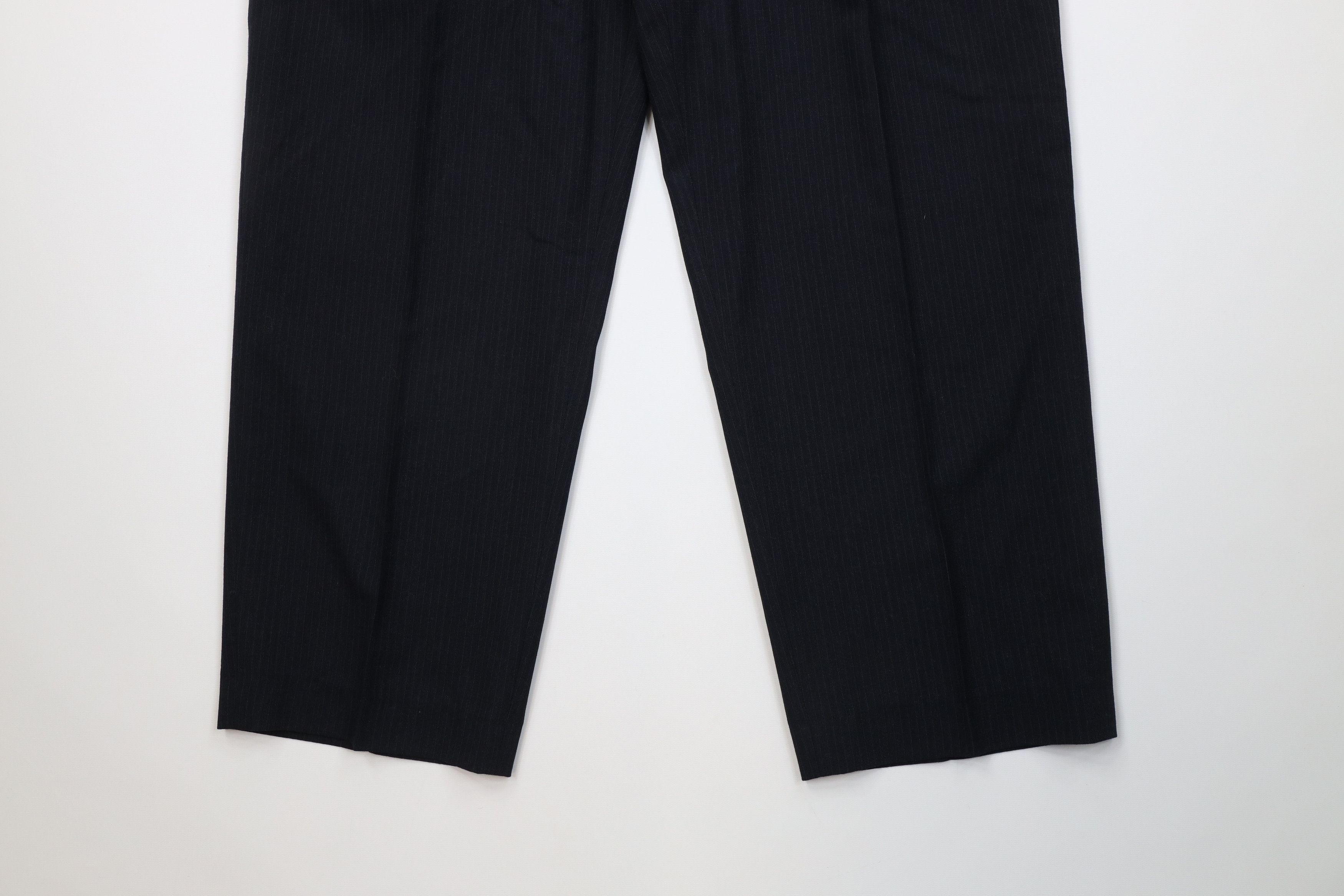 Vintage Vintage 90s Streetwear Pinstriped Wide Leg Chino Pants Black Size US 36 / EU 52 - 4 Thumbnail