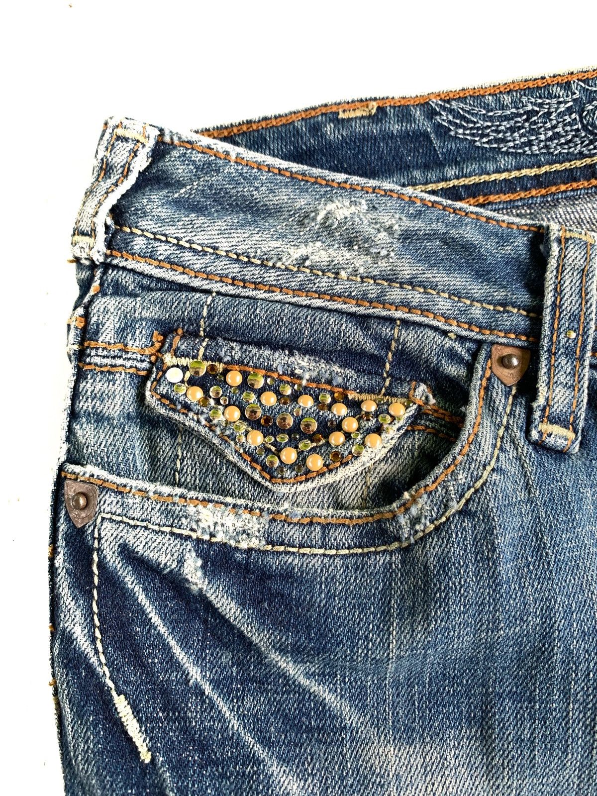 If Six Was Nine × Japanese Brand × Le Grande Bleu (L.G.B.) 2000s Japanese Brand J&C Company Studded Flared Jeans Size US 27 - 5 Thumbnail