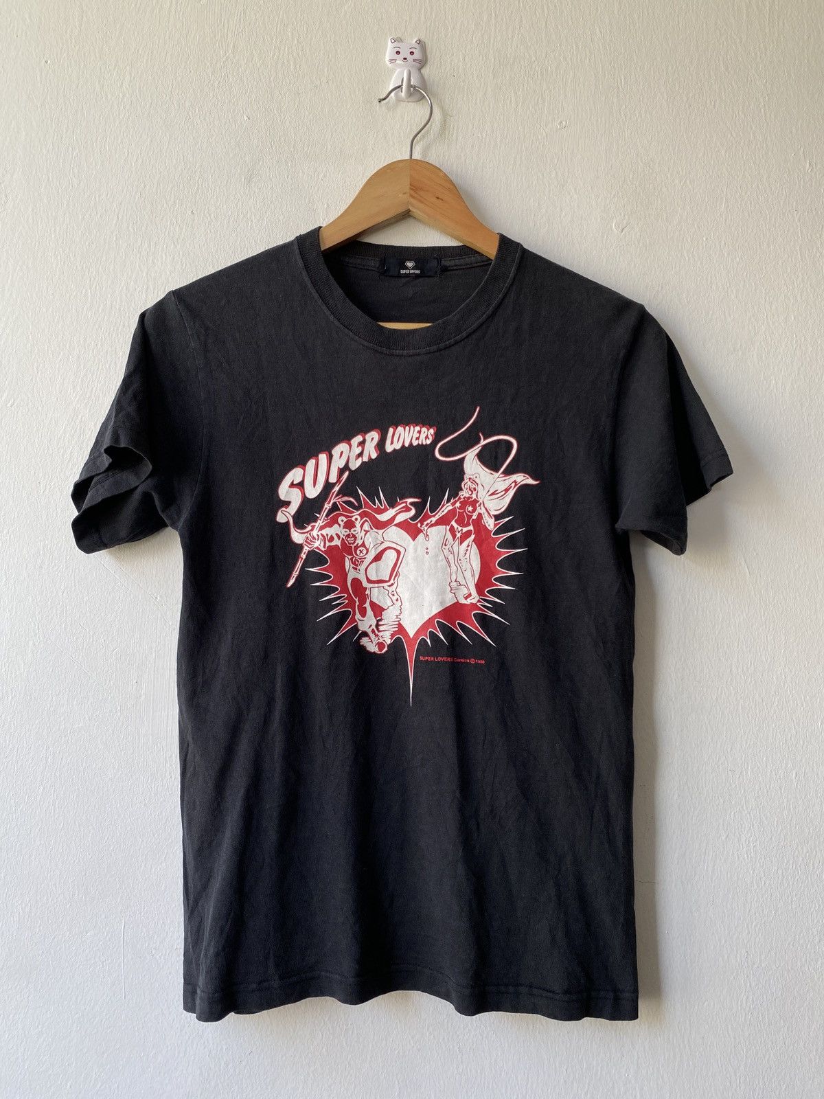 image of Vintage 80’S Super Lovers Japan T Shirt in Faded Black, Men's (Size Small)