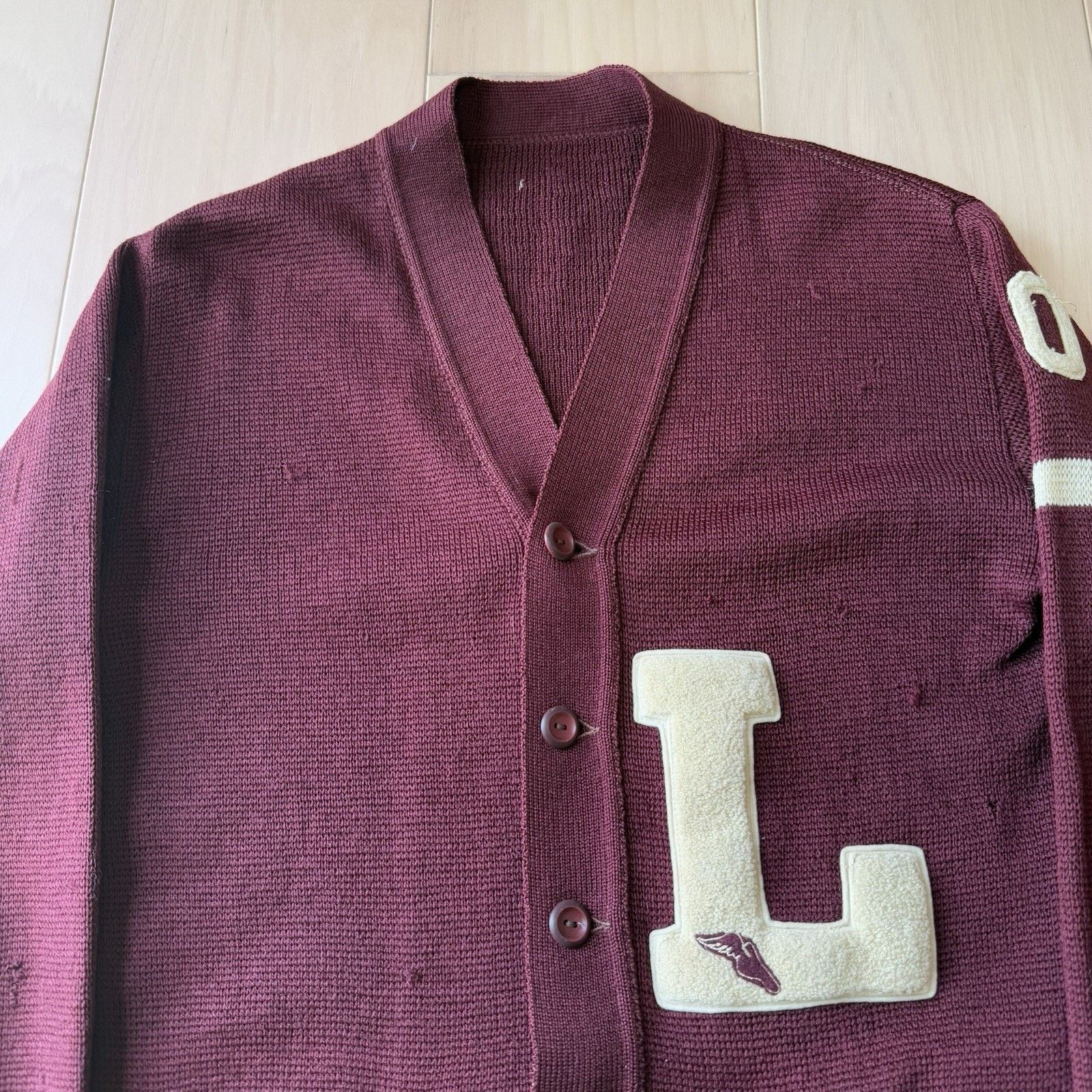 Vintage Vintage Letterman Cardigan Small Maroon Wool Sweater 60s Size US S / EU 44-46 / 1 - 3 Thumbnail