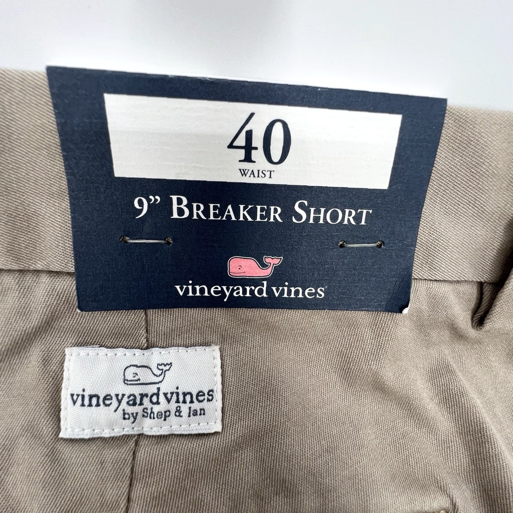 Vineyard Vines Vineyard Vines Breaker Shorts Mens 40 Chino Zip Belted Pockets 9in Inseam Beige Canvas/Solid - Outdoor, Casual, Regular Fit, 40x9 Size US 40 / EU 56 - 2 Thumbnail