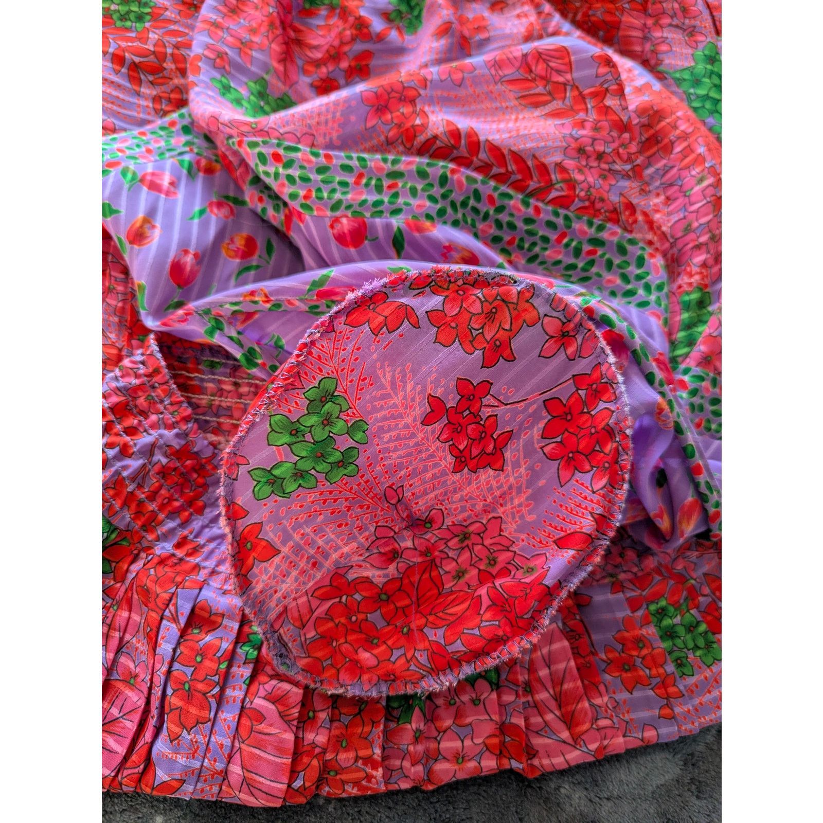 Other Vintage Assorti Susan Freis Pink Purple Floral Blouse Skirt Size XS / US 0-2 / IT 36-38 - 8 Thumbnail