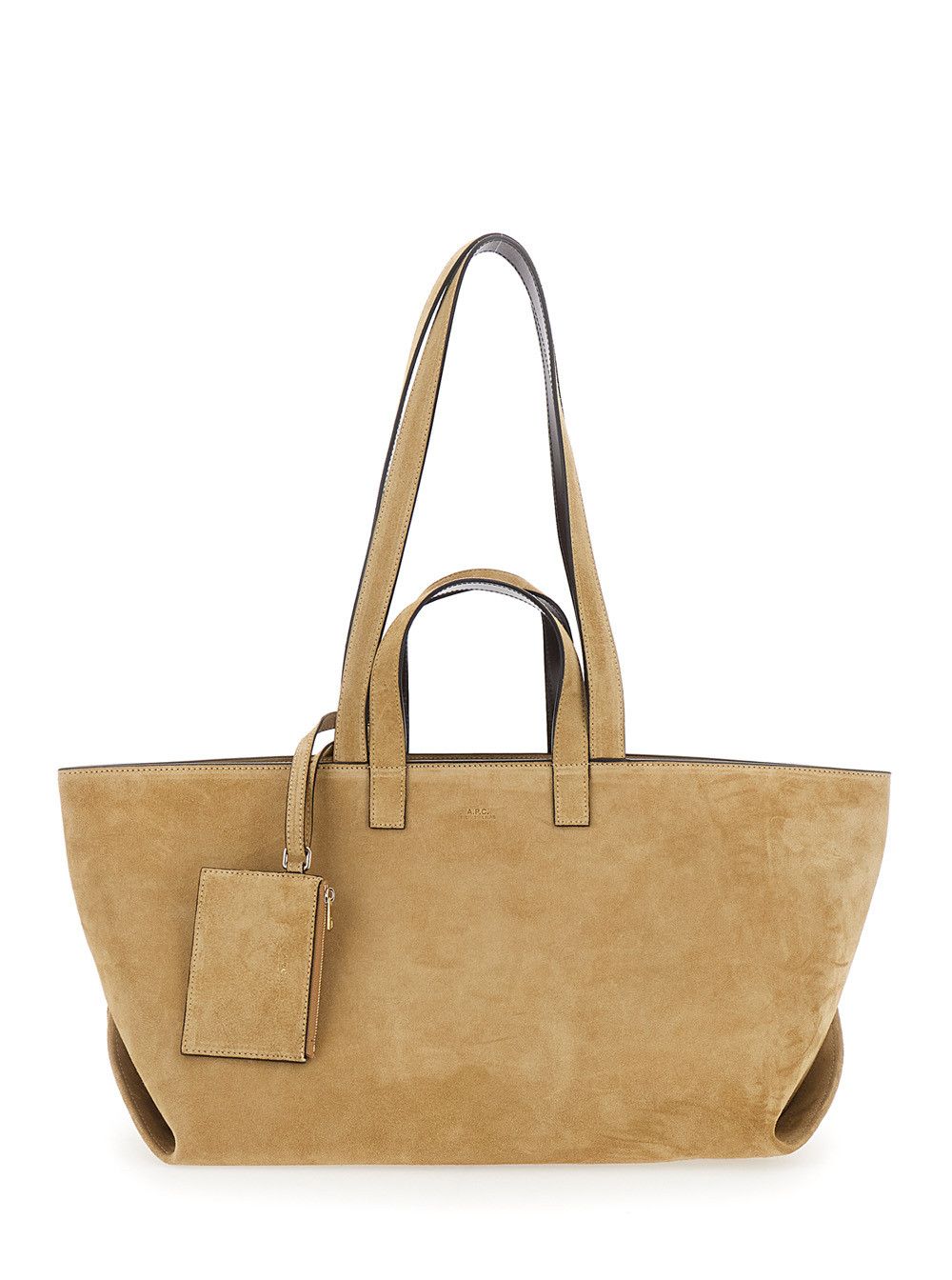 A.P.C. 'Le Drummer' Beige Shopper with Four Handles and Logo Lettering on the Front in Suede Women Size ONE SIZE - 1 Thumbnail
