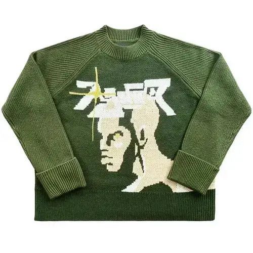 Aran Isles Knitwear Hip Hop Gothic Portrait Print Pullover Streetwear Knitted Size US L / EU 52-54 / 3 - 2 Thumbnail