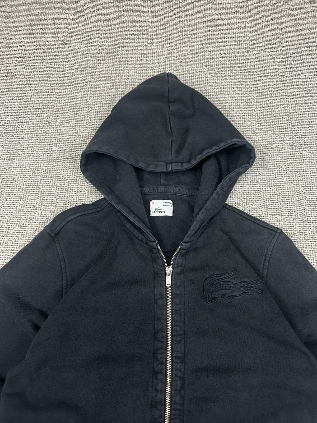 Lacoste Lacoste All Black Zipper Faded Washed Hoodie Z303 Size US M / EU 48-50 / 2 - 2 Thumbnail