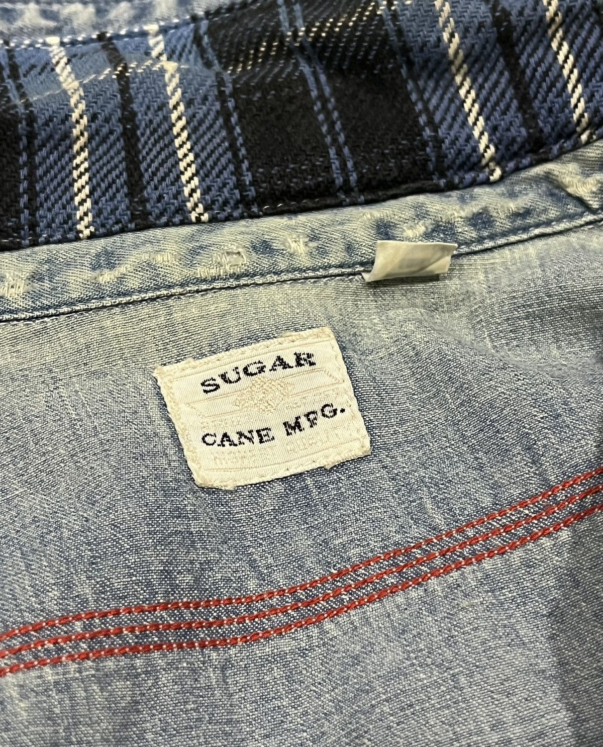 Sugar Cane Sugar Cane Patchwork Flannel Distressed Denim Shirt Size US S / EU 44-46 / 1 - 13 Thumbnail