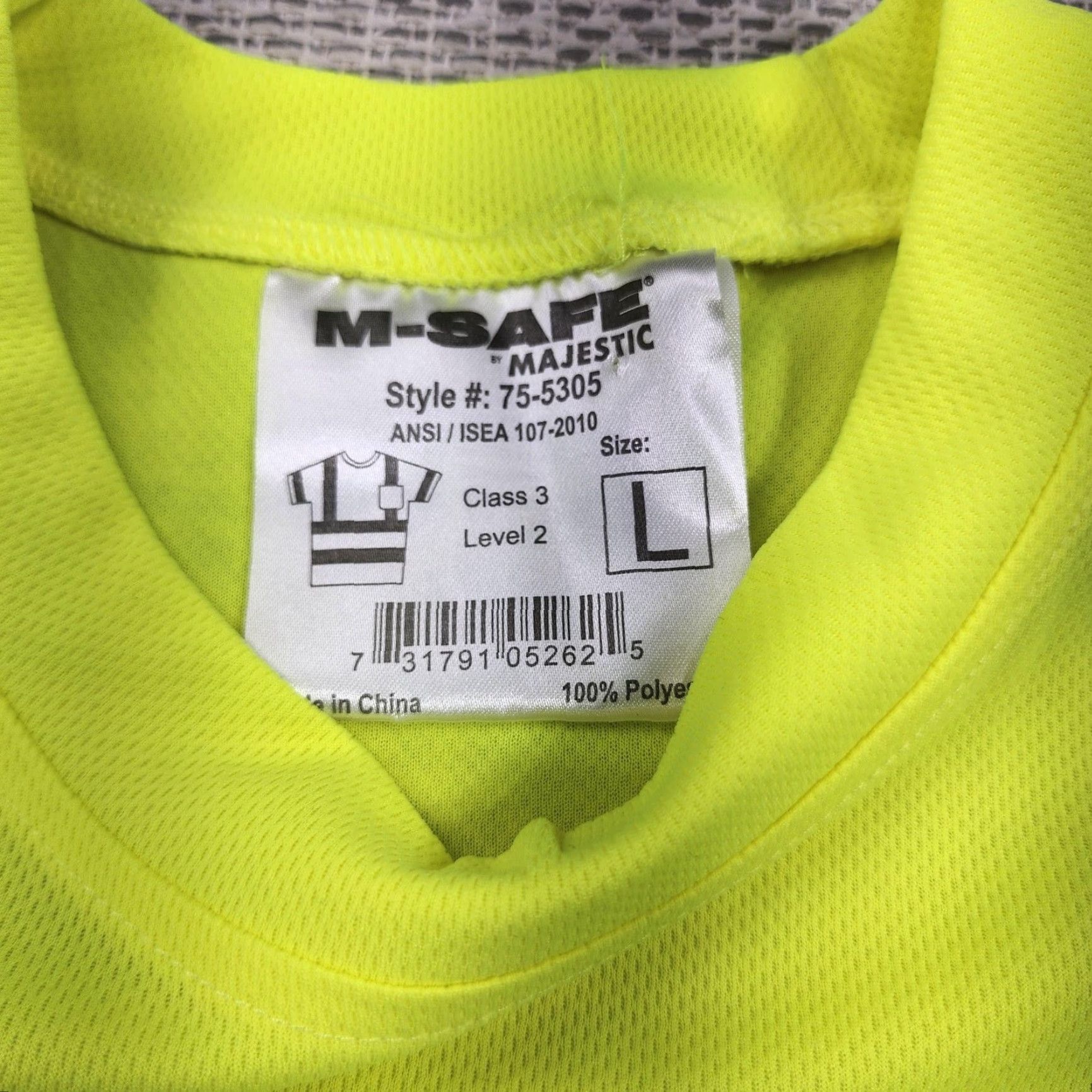 Vintage Majestic M-SAFE Hi Vis Safety Shirt Mens Large 3M Reflective Class 3 75-5305 Yellow Polyester Net? Size US L / EU 52-54 / 3 - 7 Thumbnail
