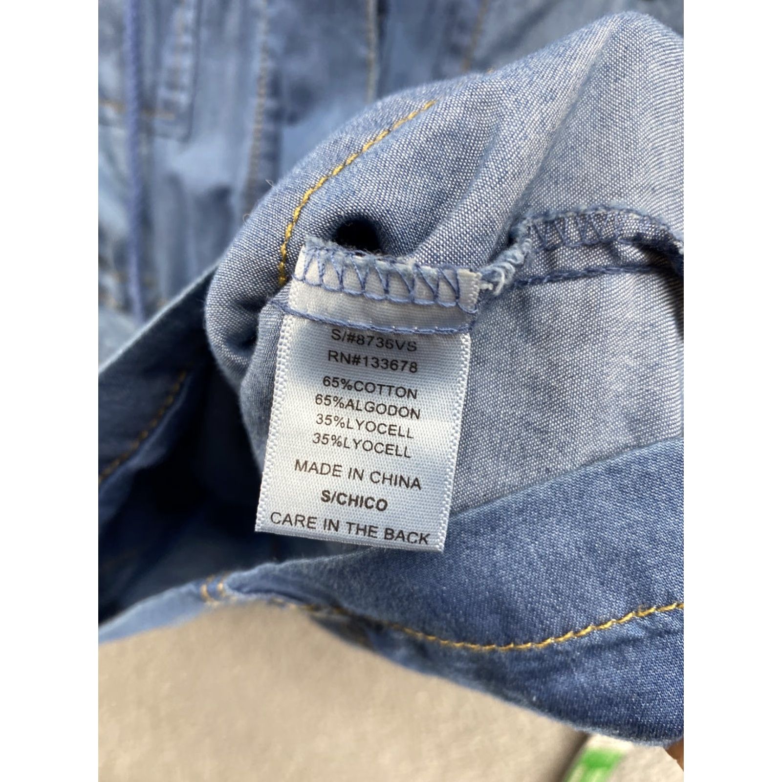Denime Love Tree Women’s Chambray Denim Sleeveless Collared Hooded Top Small Blue Size S / US 4 / IT 40 - 3 Thumbnail