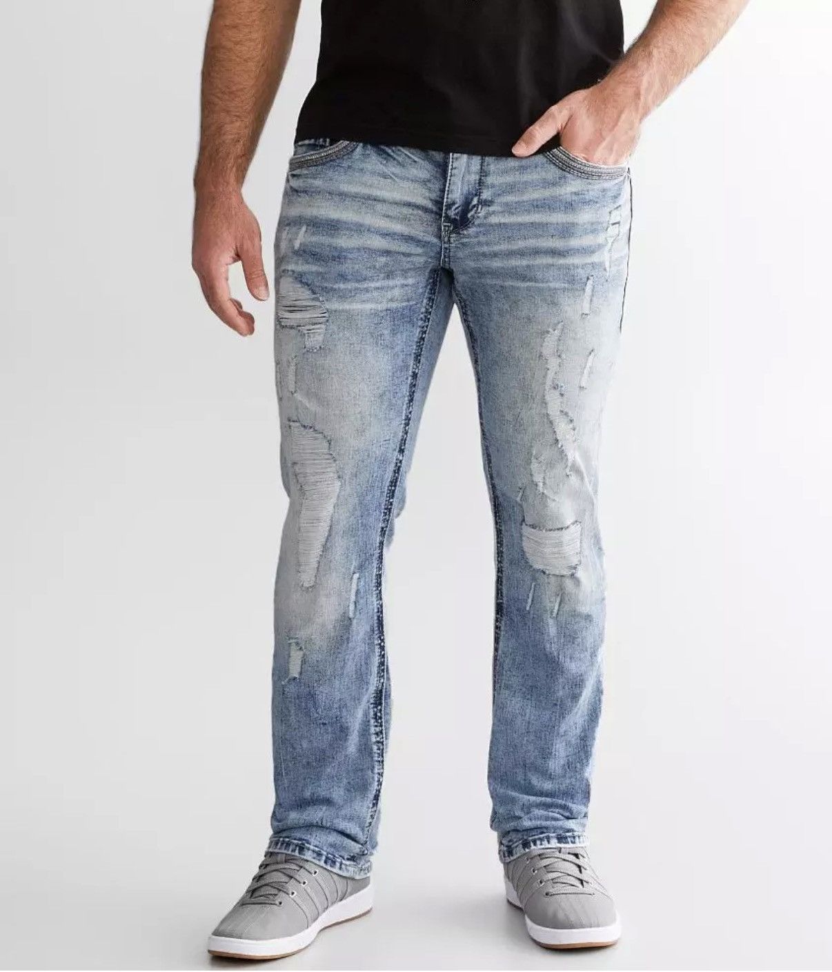 BKE American Fighter Striker Relaxed Straight Stretch Jeans 32R Size US 32 / EU 48 - 12 Thumbnail