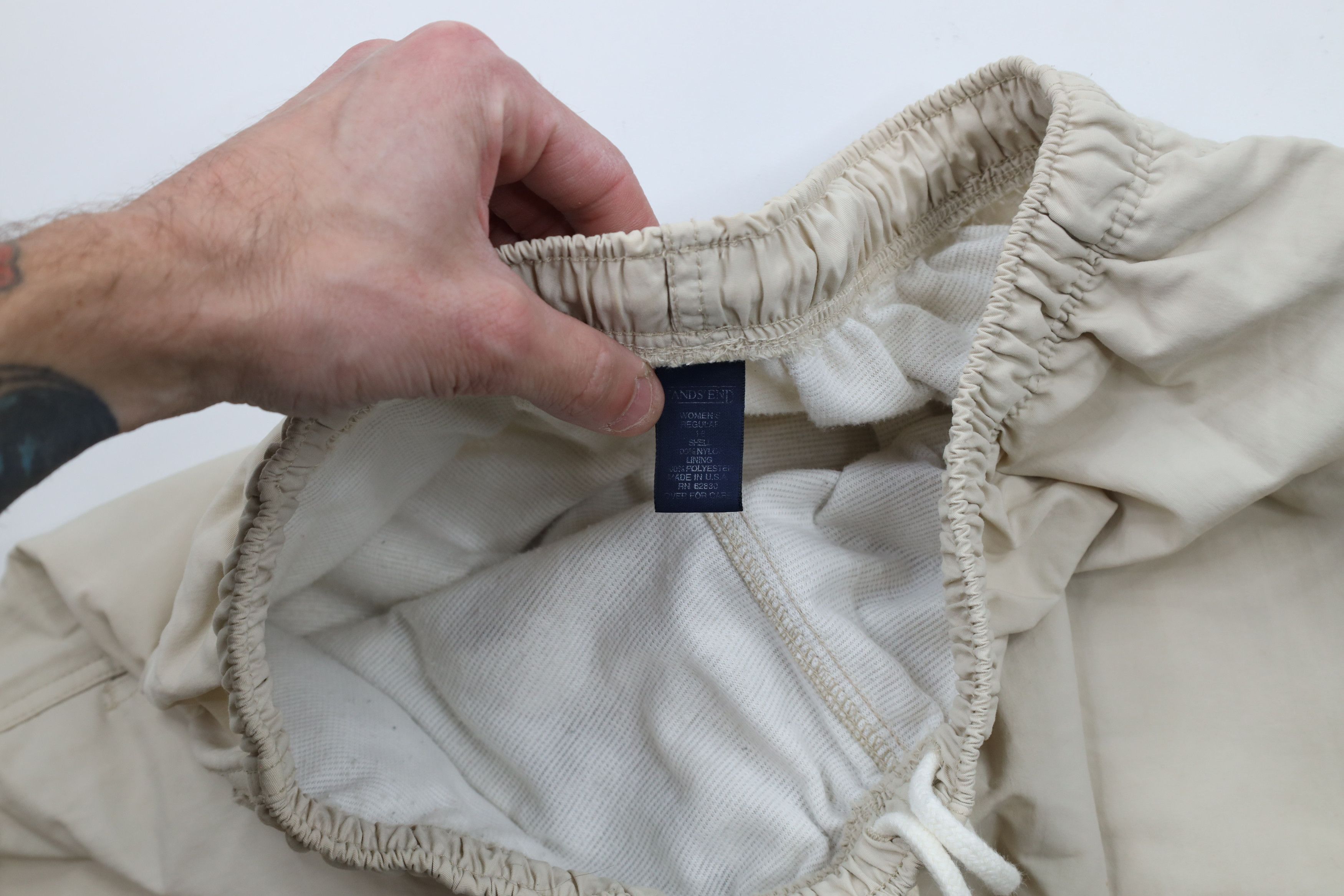 Lands' End × Vintage Vintage 90s Lands End Lined Windbreaker Pants Beige USA Size 38" / US 16 / IT 52 - 10 Thumbnail