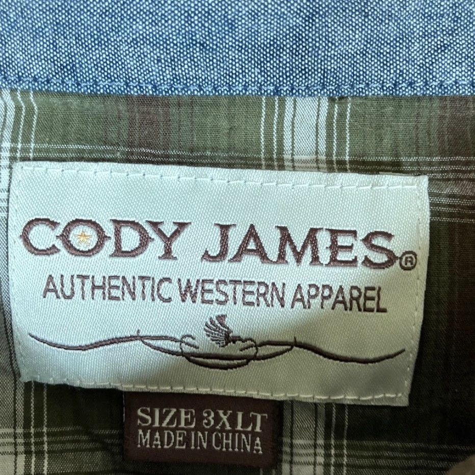 Cody James Cody James Mens Shirt Dark Green Western Plaid 3XLT Pearl Snap Button-Up Tail Tall Fit Western Shirt Size US XXL / EU 58 / 5 - 6 Thumbnail