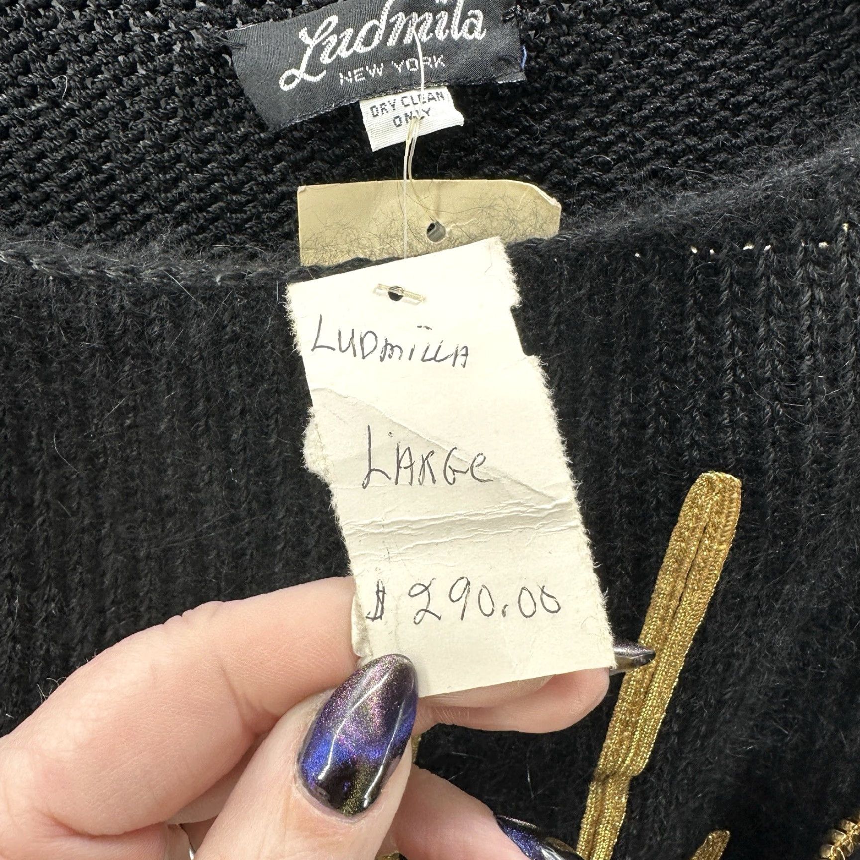 Vintage VINTAGE Ludmila Raitzin Sweater Women L Angora Beaded Knit Scoop Neck Designer 90s Black Mens Womens Size L / US 10 / IT 46 - 7 Thumbnail