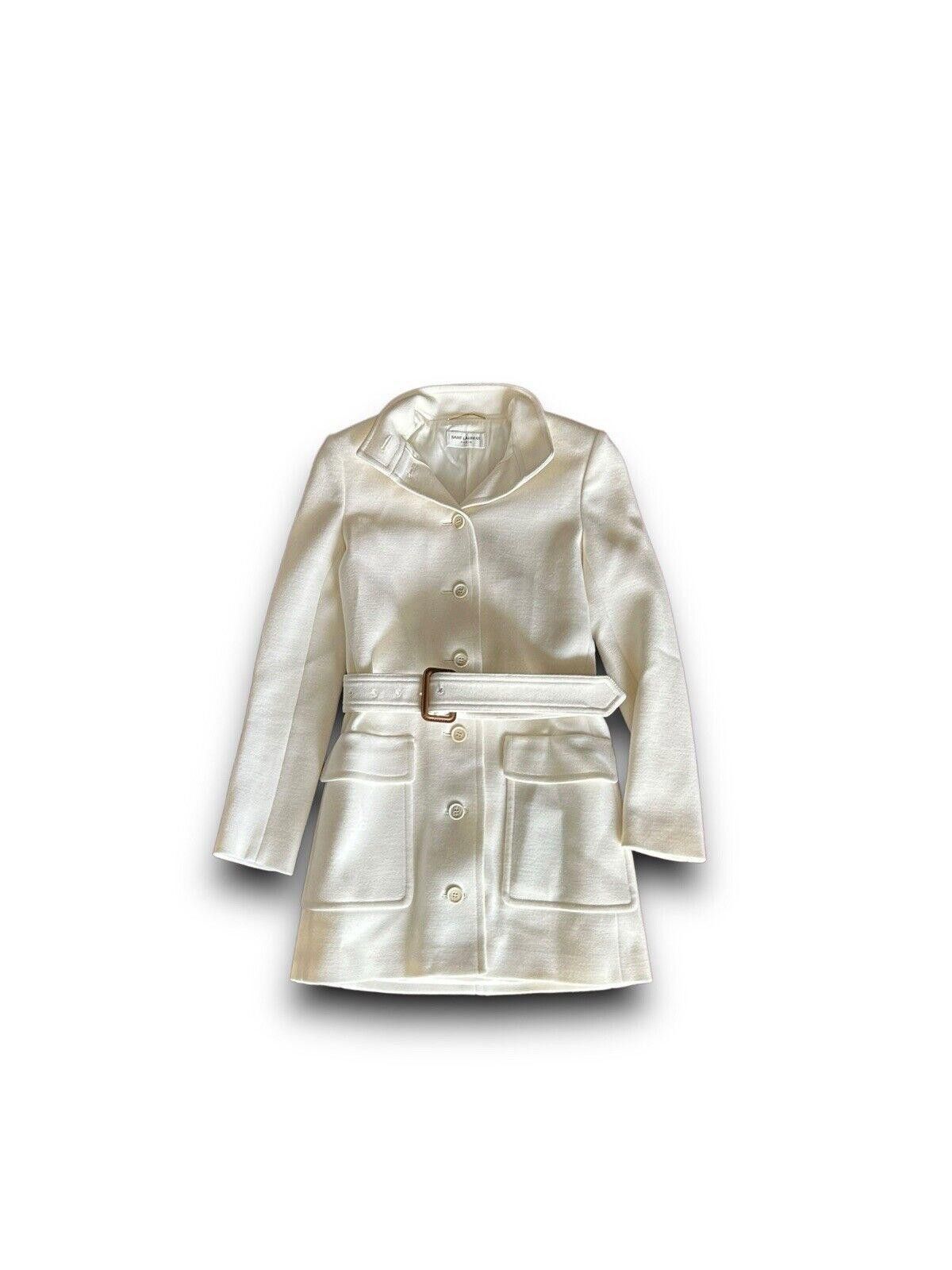 image of Saint Laurent Paris Women’S Saint Laurent Coat White YSL Runway Coat, Women's (Size XS)