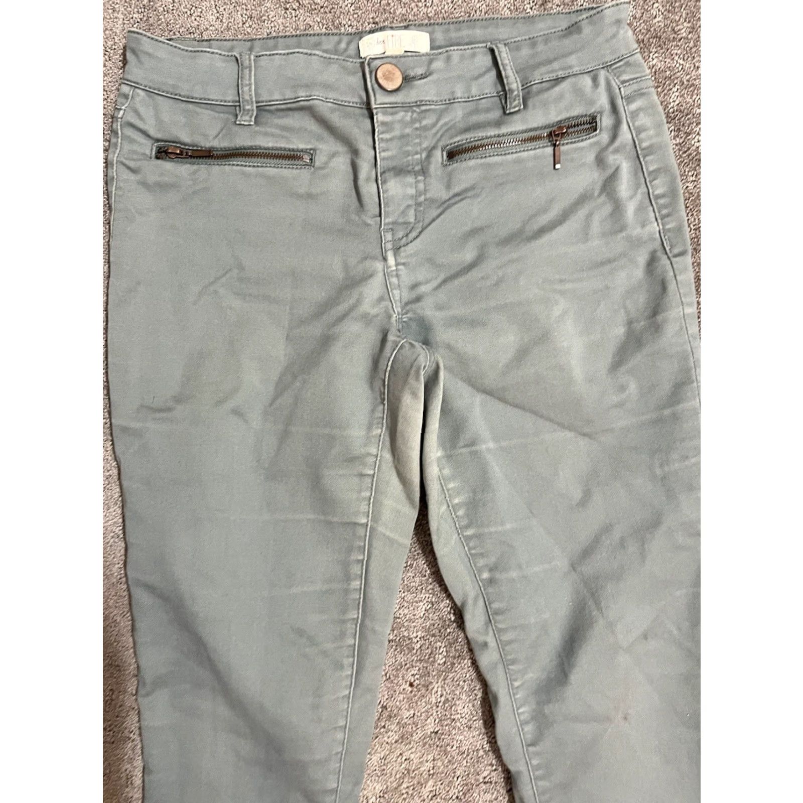 Vintage LOVE FIRE Stretch Pants Size 5 Gray Solid Juniors Women Size 27" / US 4 / IT 40 - 2 Thumbnail